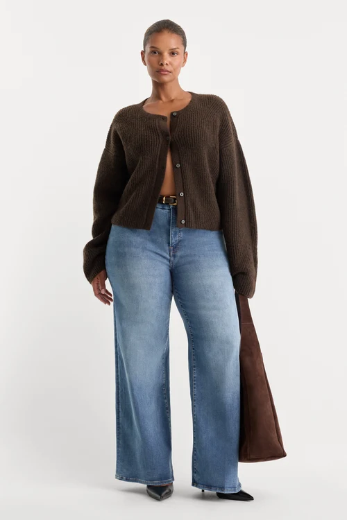 ALWAYS FITS SLIM PALAZZO JEANS | TAWNY-1 | GOOD AMERICAN | MODEL_C