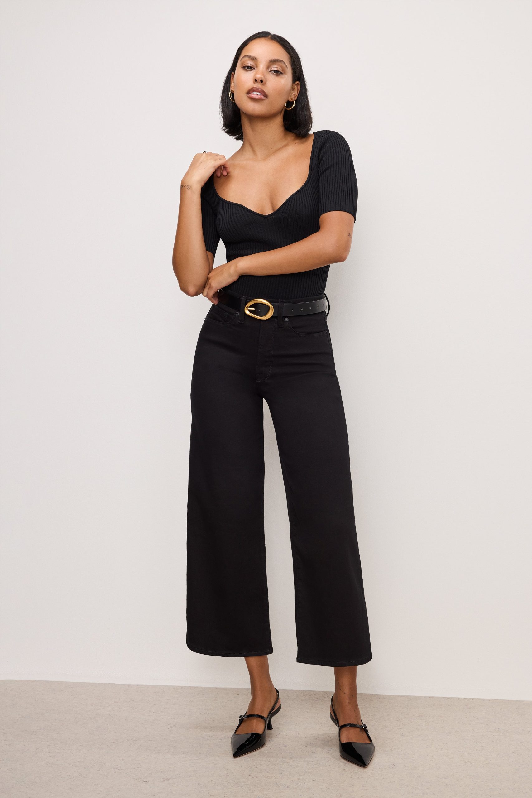 NEVER FADE GOOD WAIST CROPPED PALAZZO JEANS | BLACK001 BLACK001 / 32 Plus