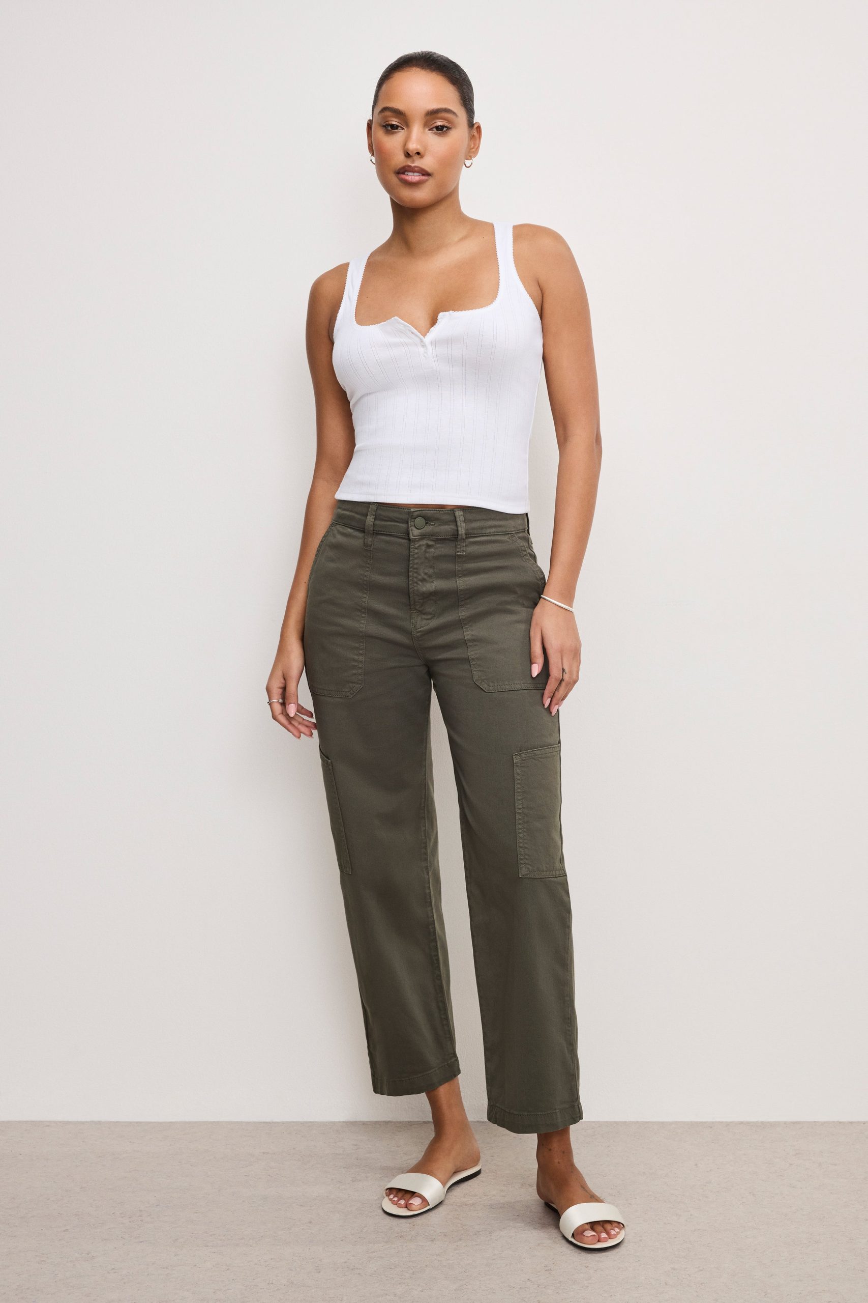 CARGO CROPPED TWILL PANTS | FATIGUE001 FATIGUE001 / 32 Plus