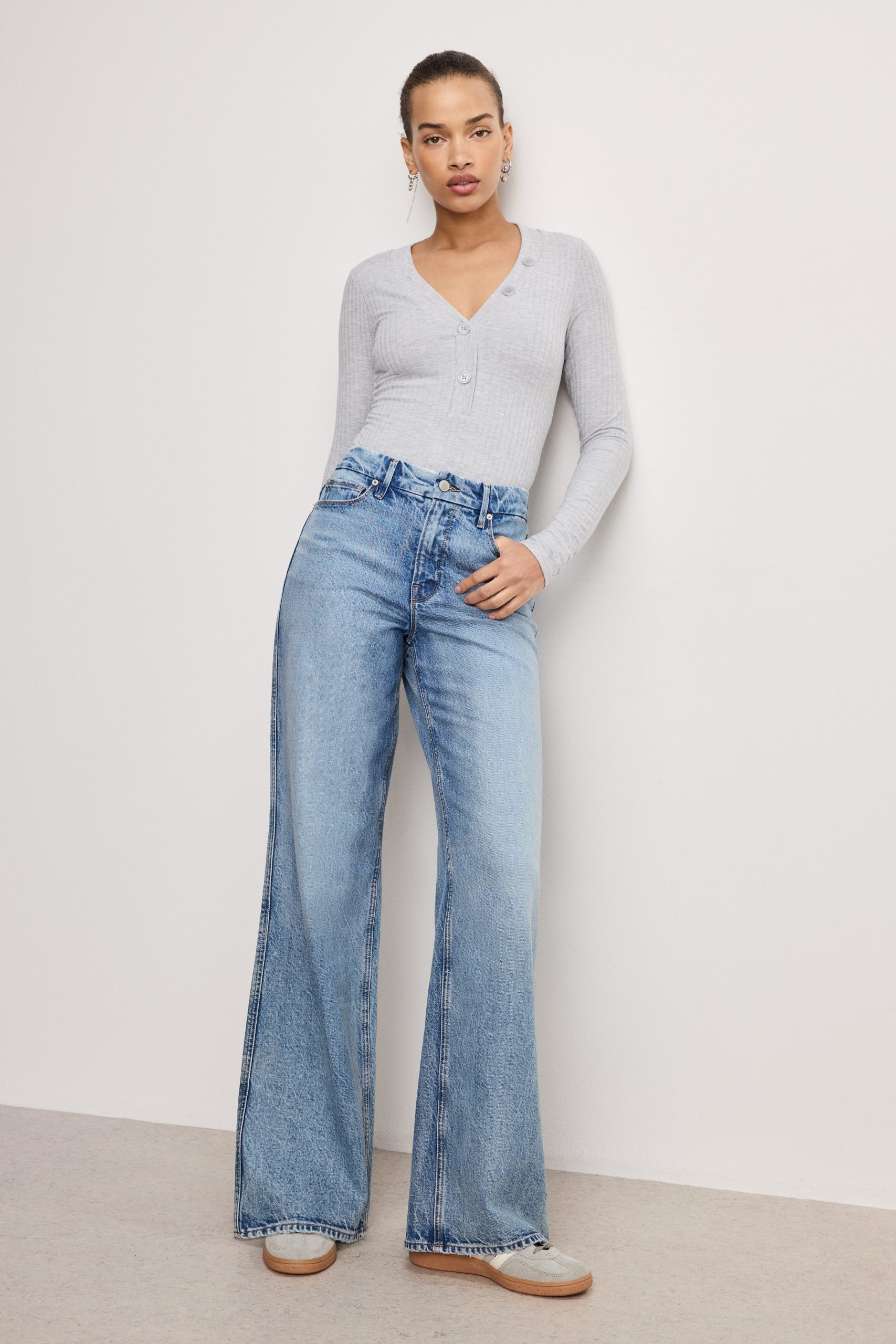 RIBBED HENLEY BODYSUIT | HEATHER GREY001