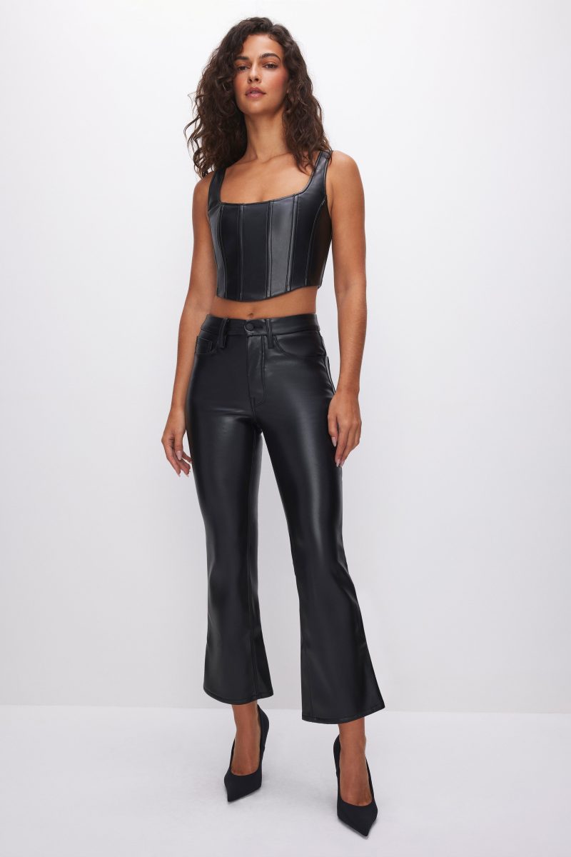 GOOD LEGS CROPPED MINI BOOT FAUX LEATHER PANTS