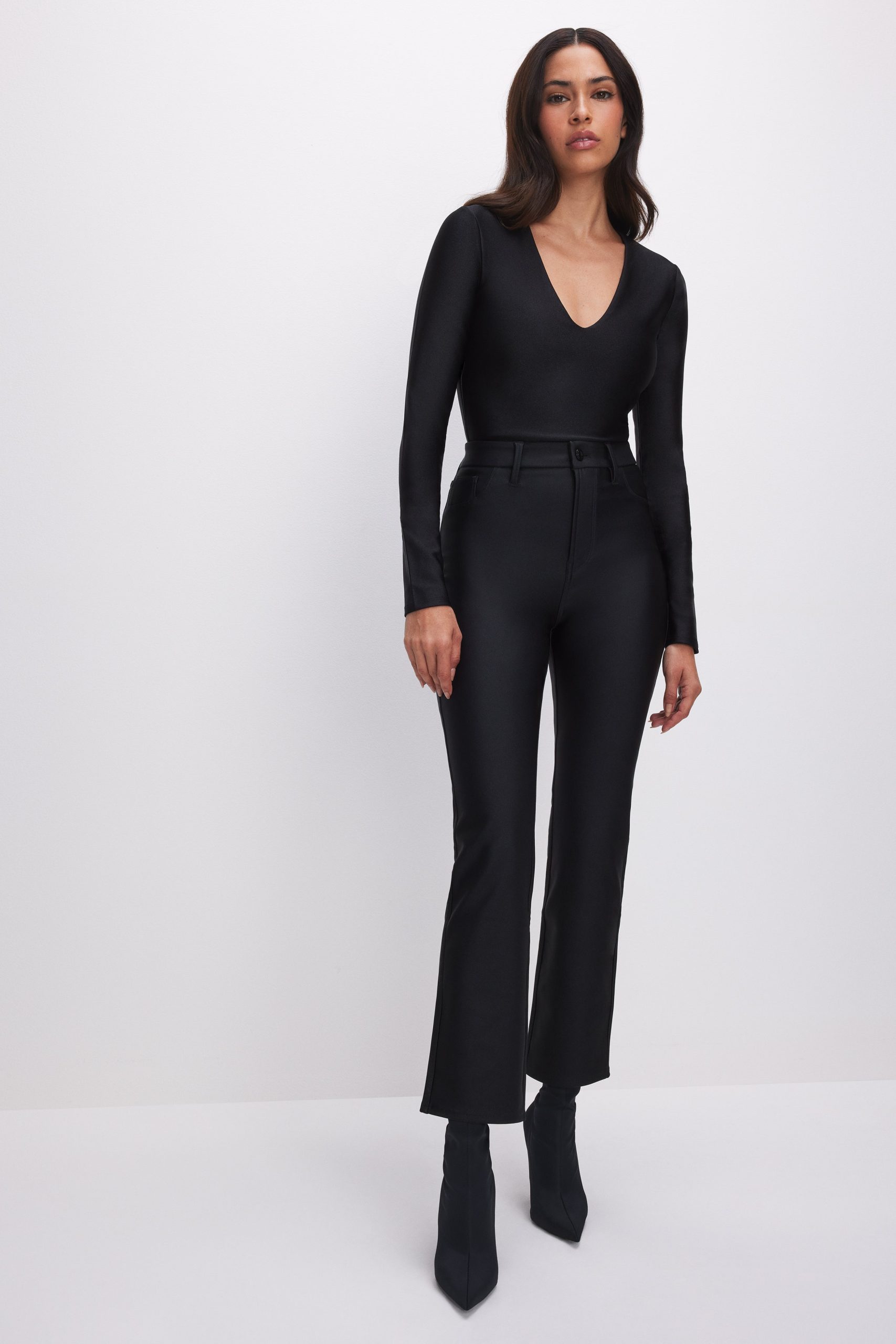 COMPRESSION SHINE STRAIGHT PANTS | BLACK001