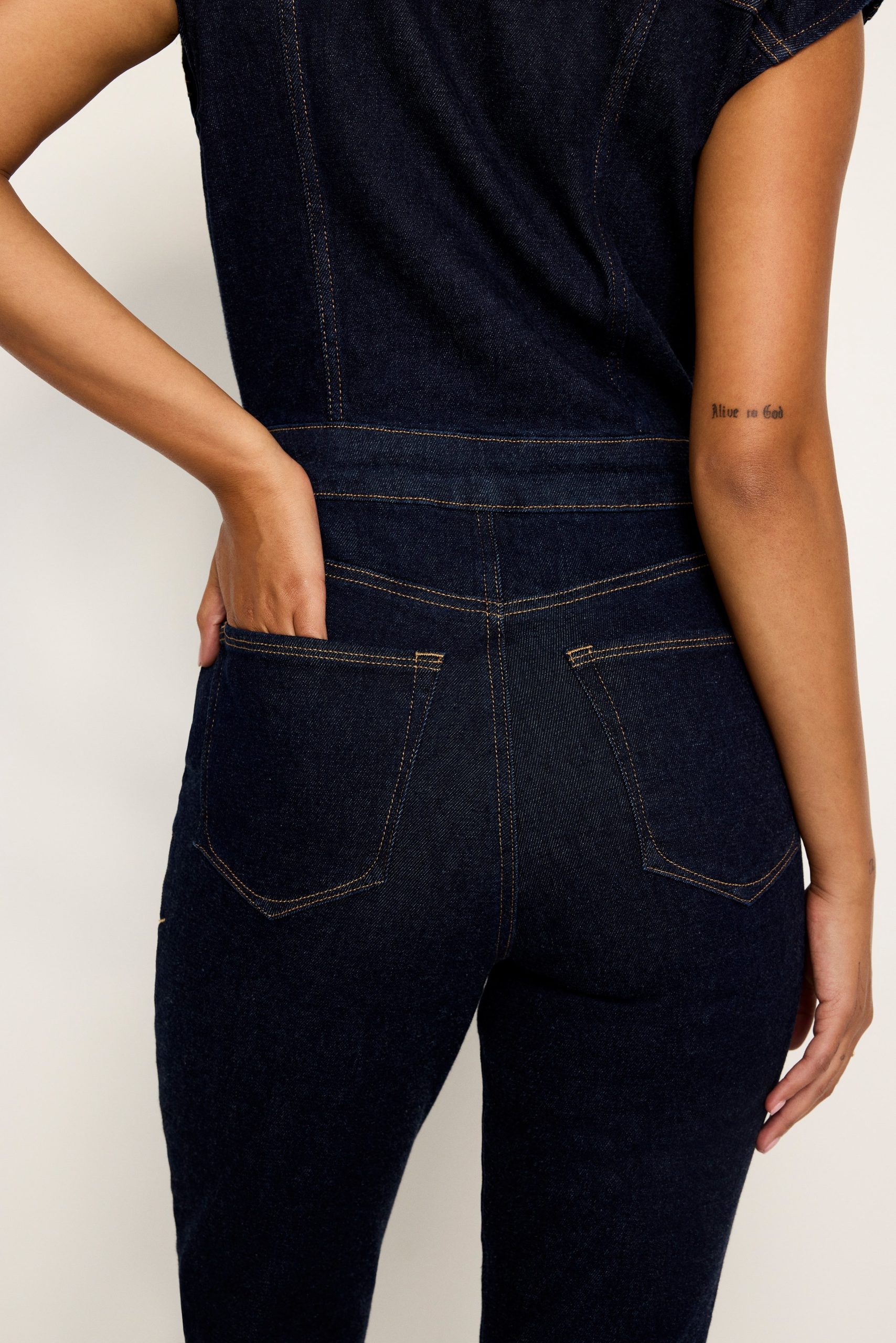 RINSED DENIM FIT FOR SUCCESS JUMPSUIT | INDIGO716