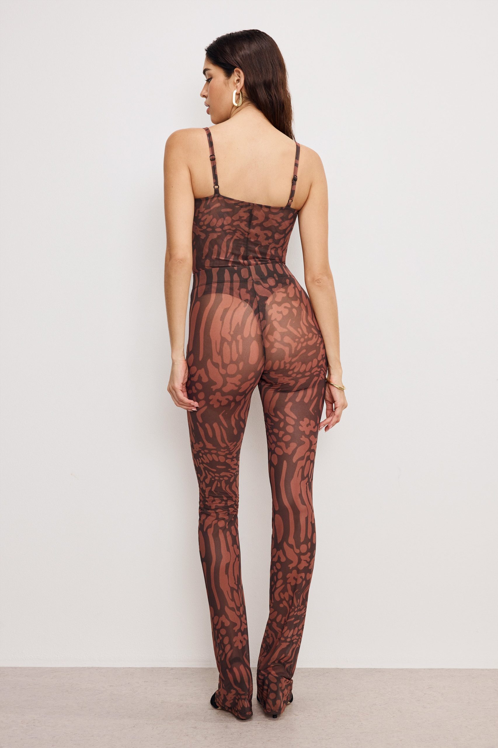 MESH MICRO BOOT LEGGINGS | JAVA WARPED LEOPARD001
