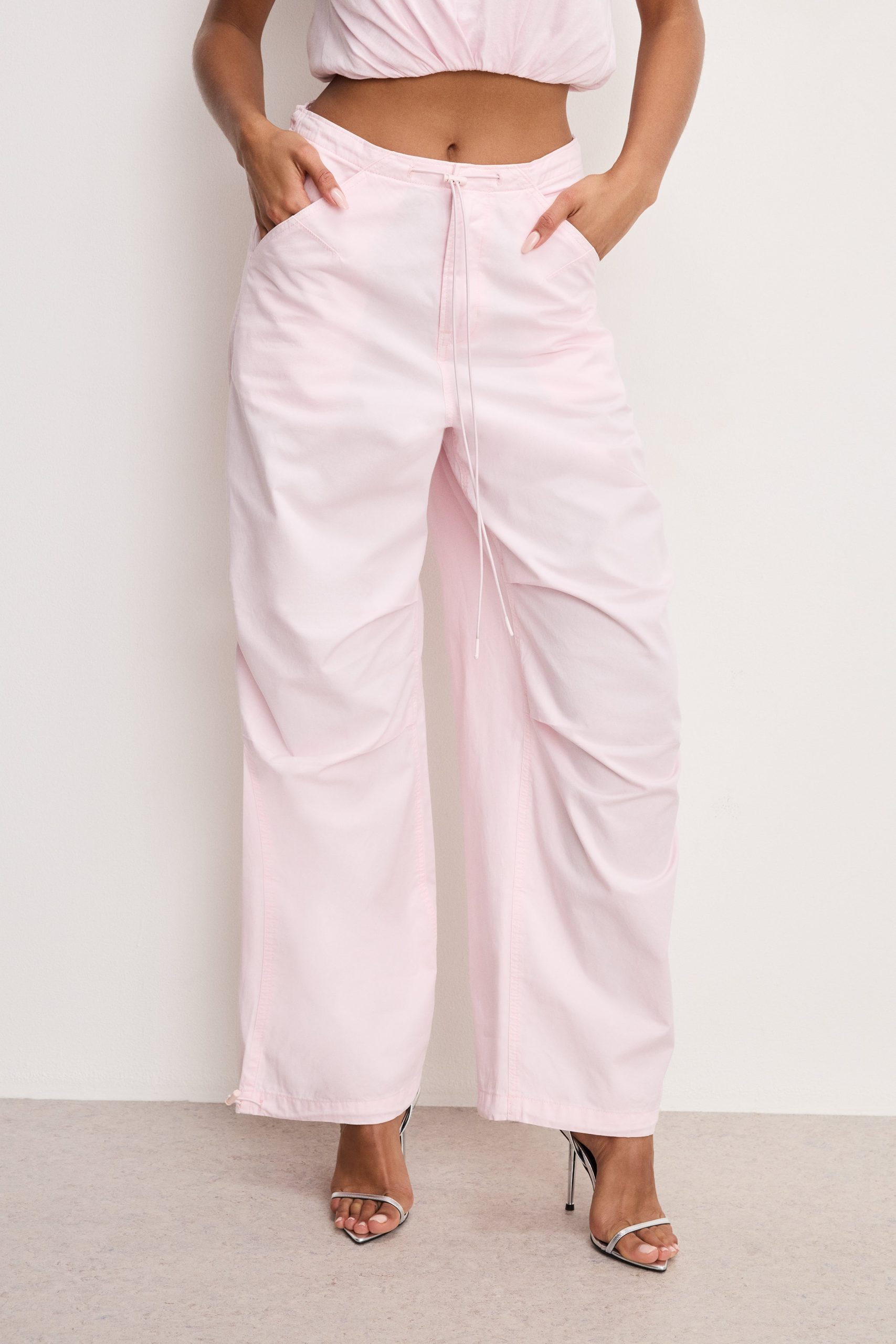 TWILL PARACHUTE PANTS | BUBBLEGUM005