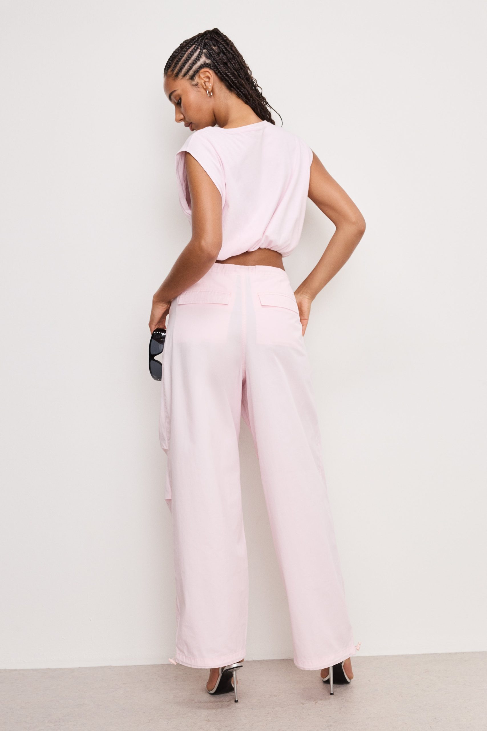 TWILL PARACHUTE PANTS | BUBBLEGUM005