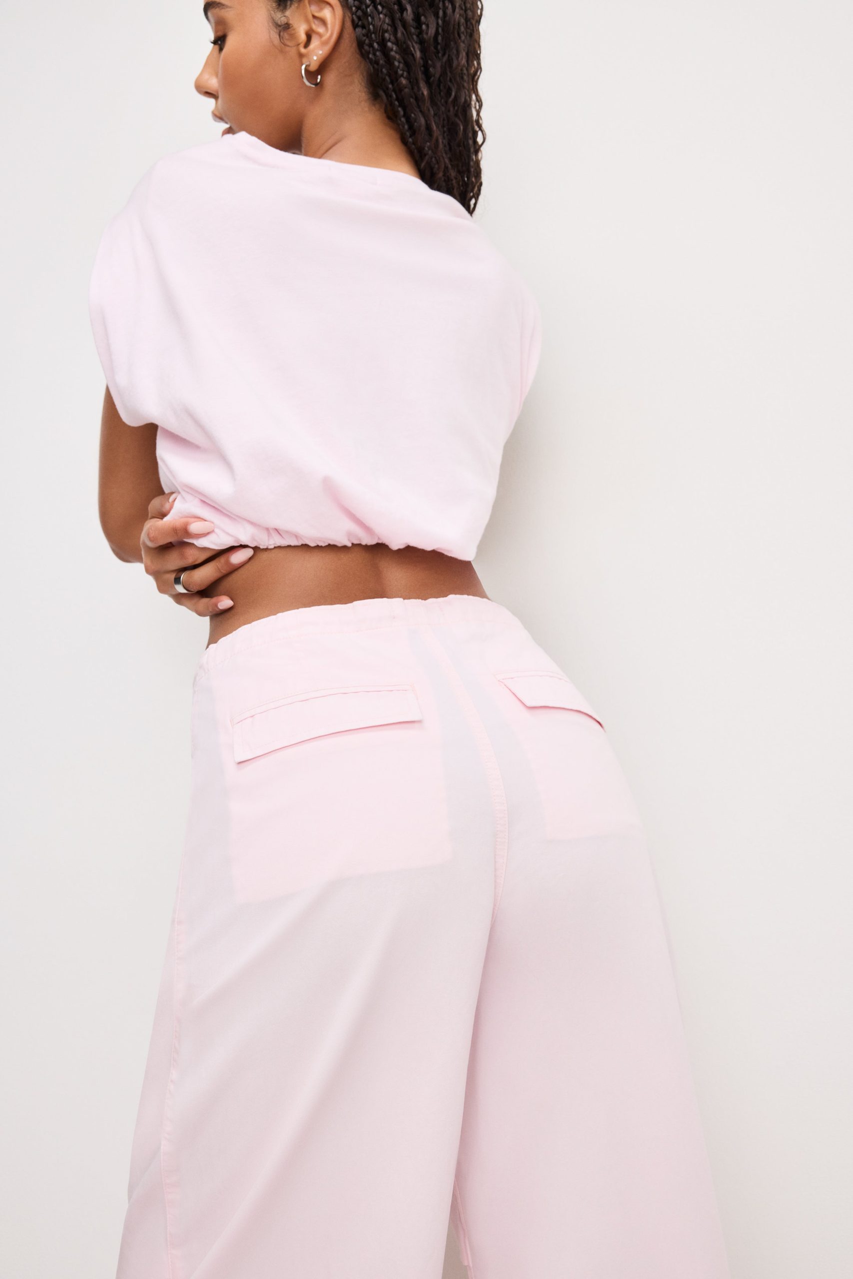 TWILL PARACHUTE PANTS | BUBBLEGUM005