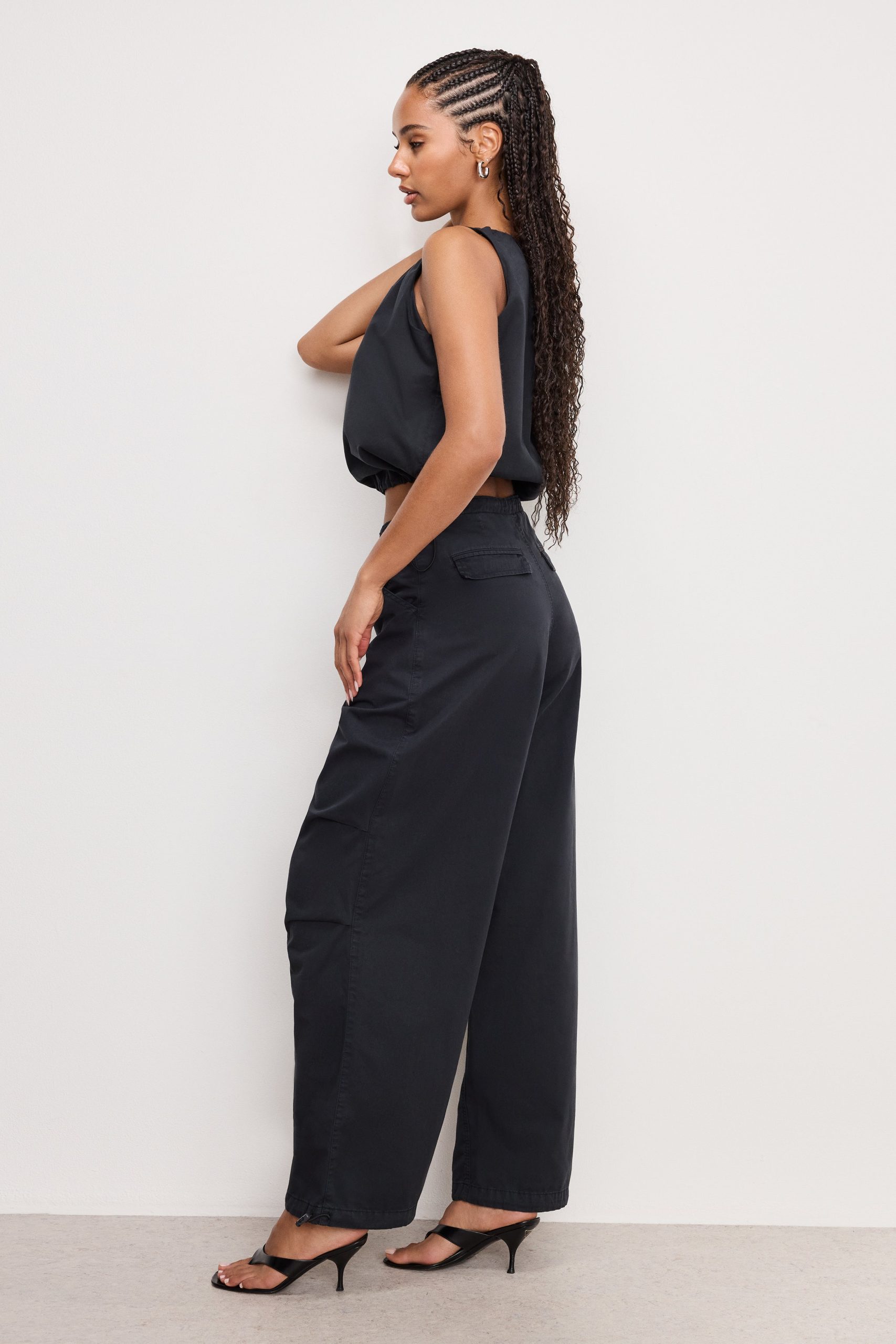 TWILL PARACHUTE PANTS | BLACK001