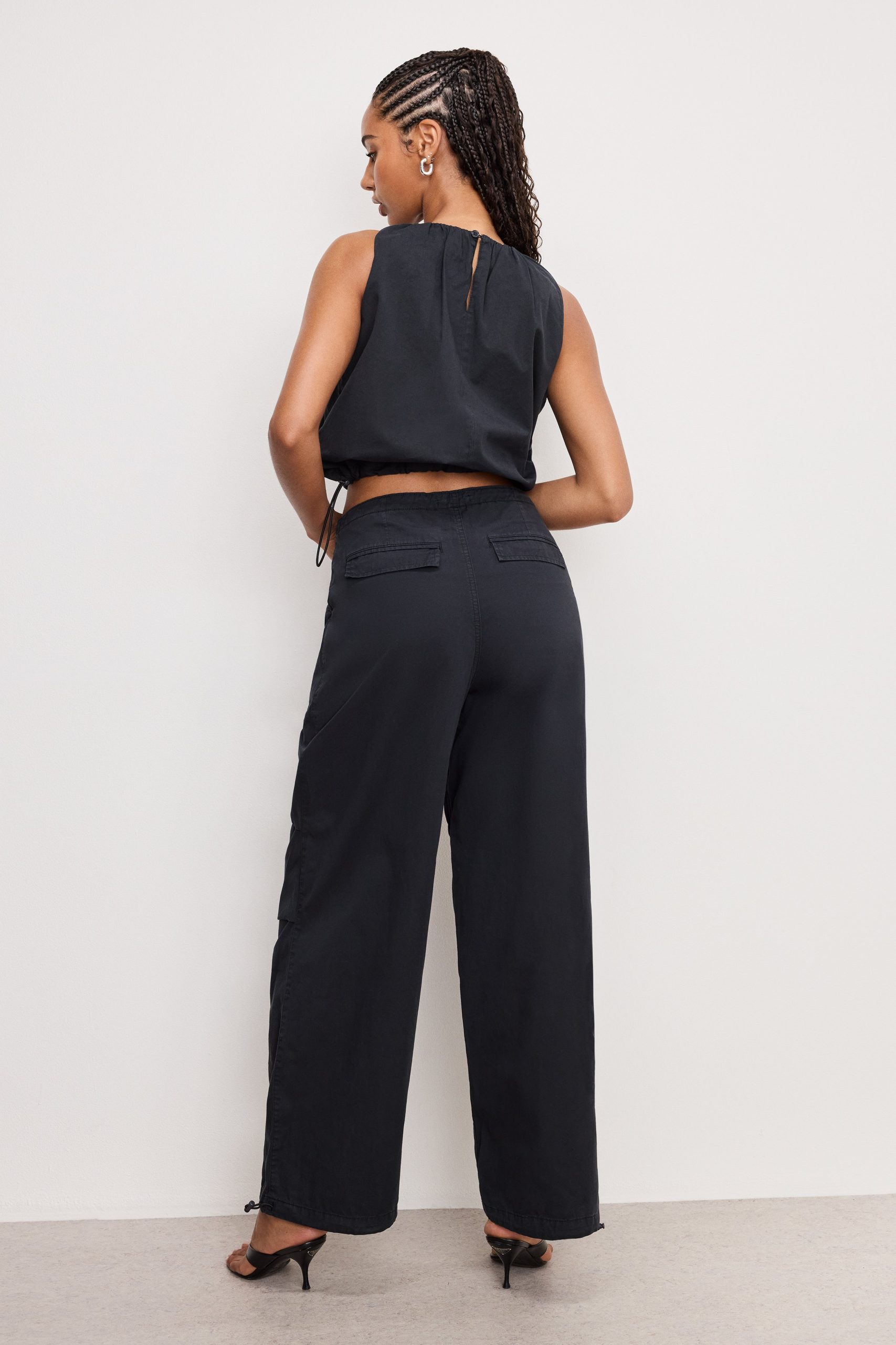 TWILL PARACHUTE PANTS | BLACK001