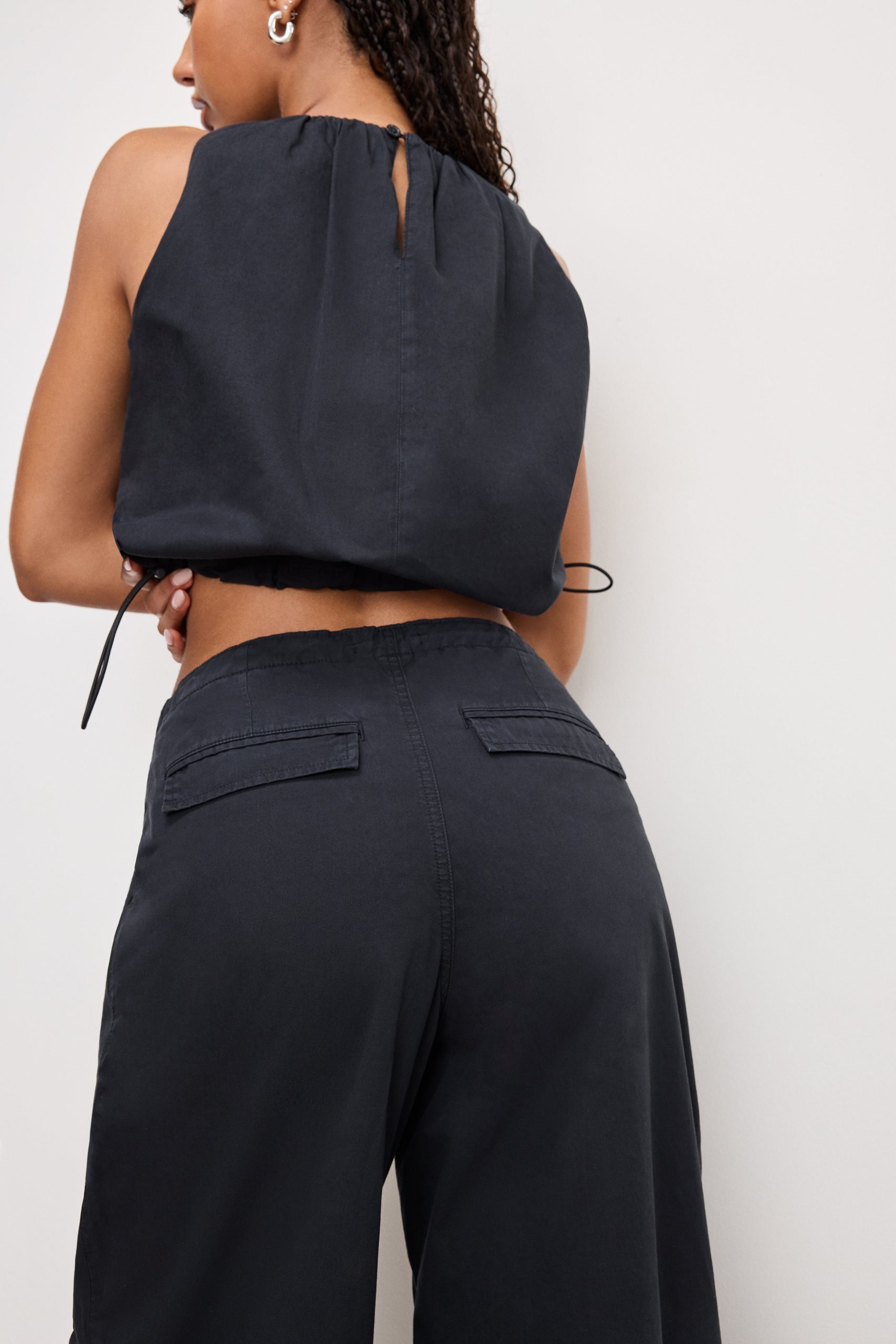 TWILL PARACHUTE PANTS | BLACK001