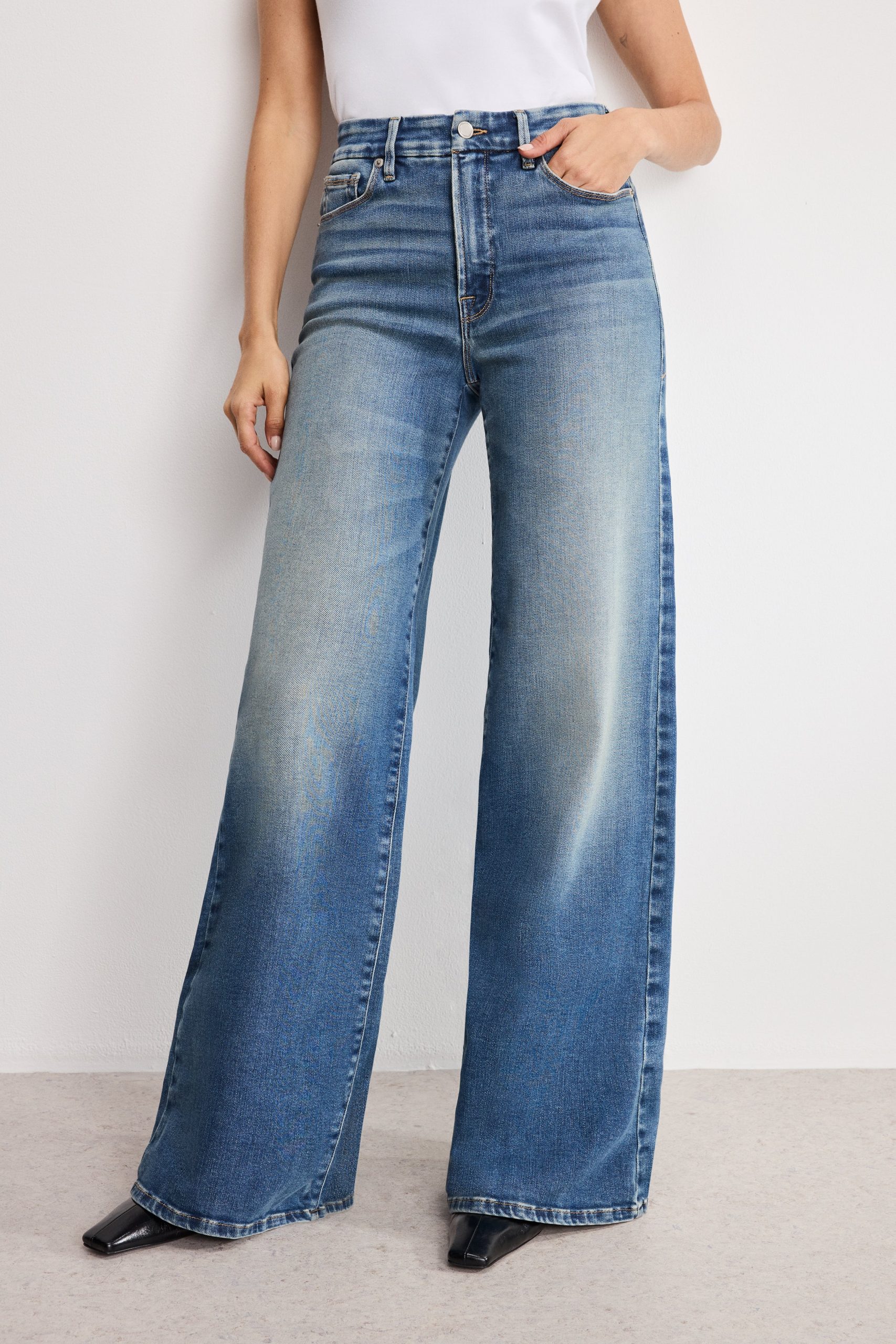 SOFT TECH GOOD WAIST PALAZZO JEANS | INDIGO986