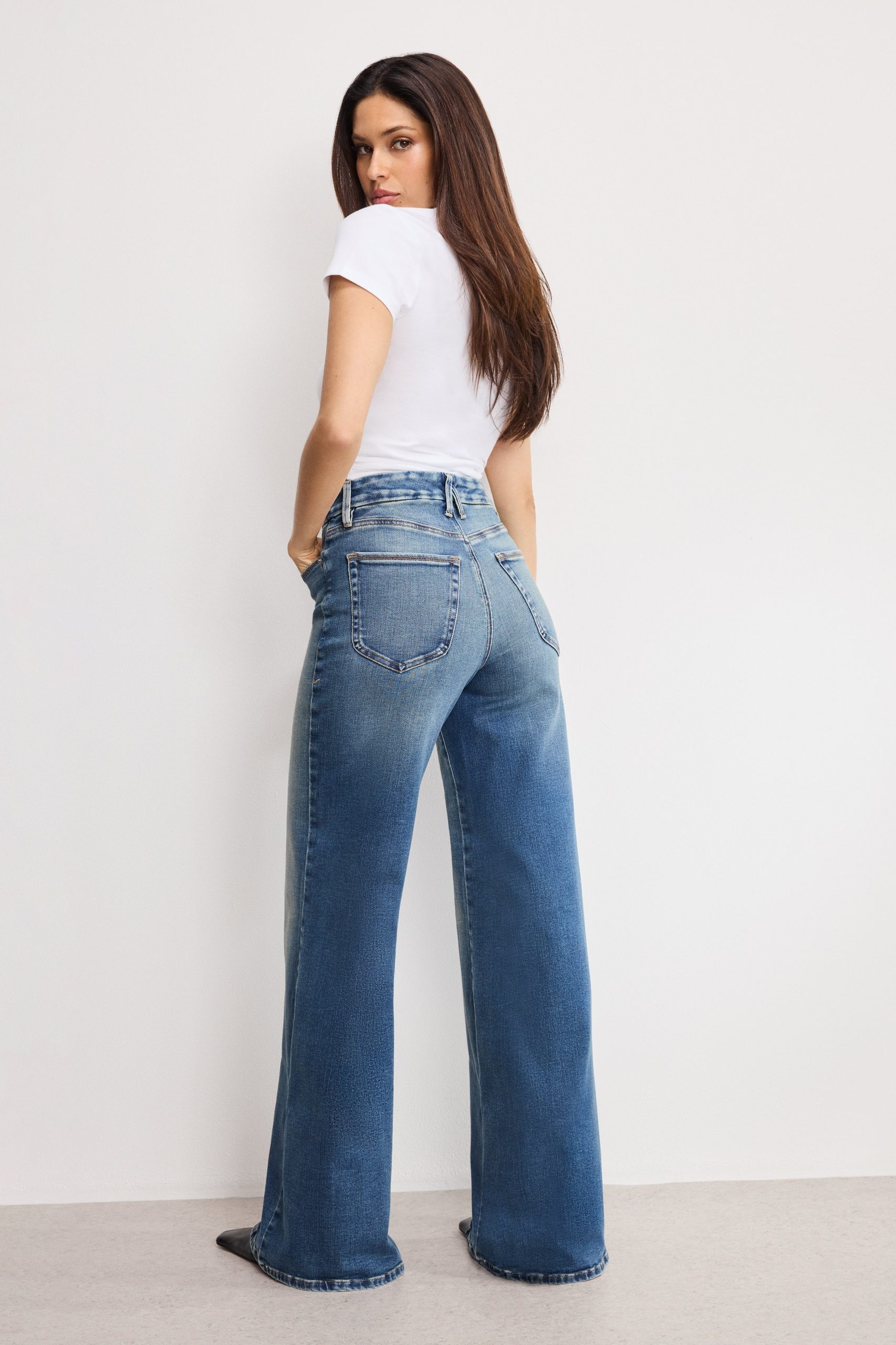 SOFT TECH GOOD WAIST PALAZZO JEANS | INDIGO986