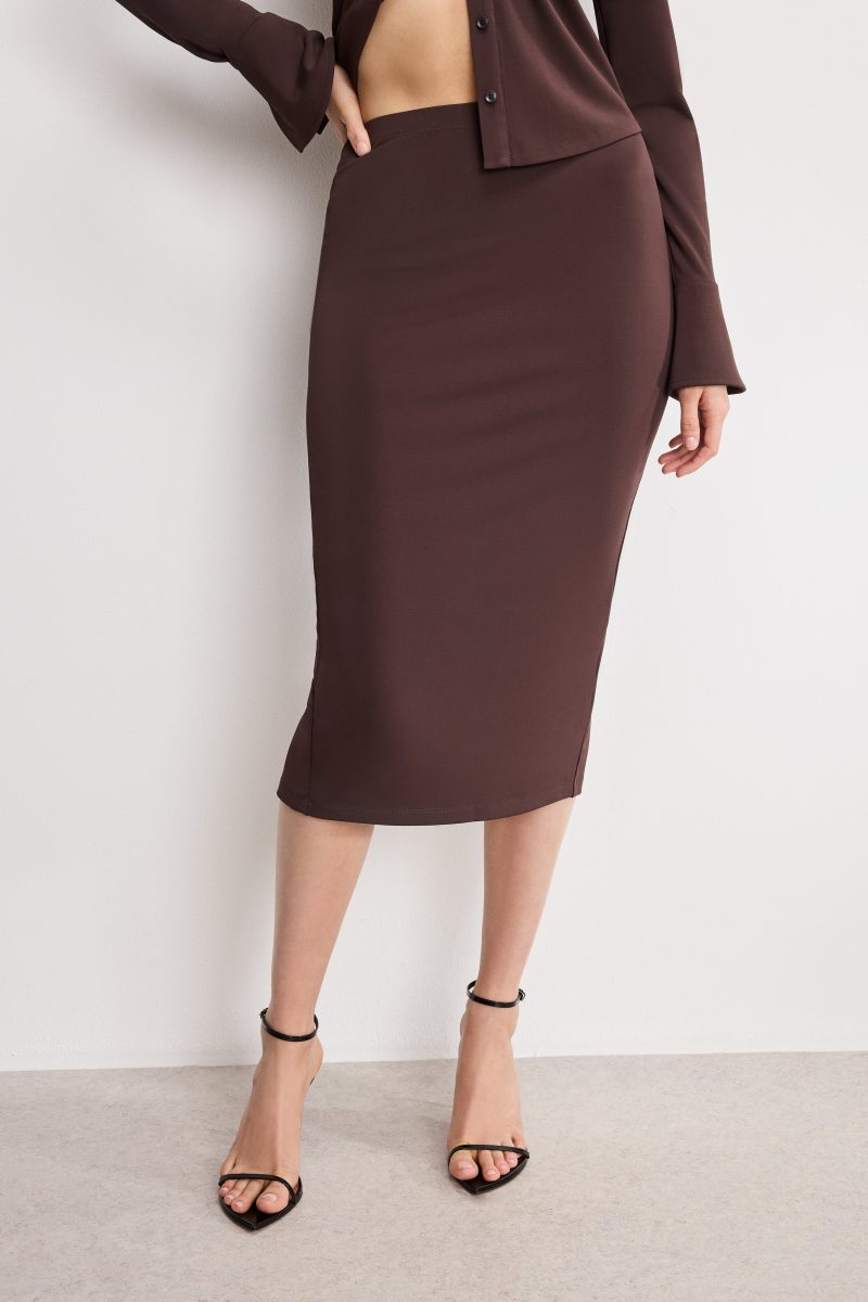 MATTE JERSEY MIDI PENCIL SKIRT