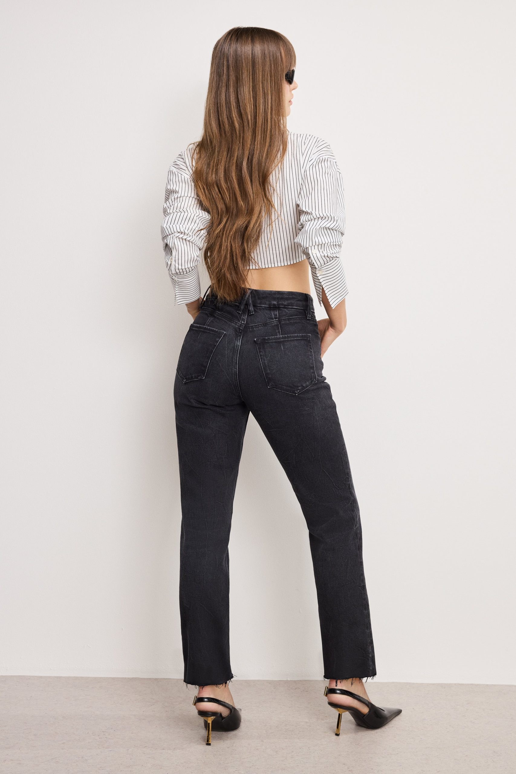 GOOD ICON STRAIGHT ANKLE JEANS | BLACK404