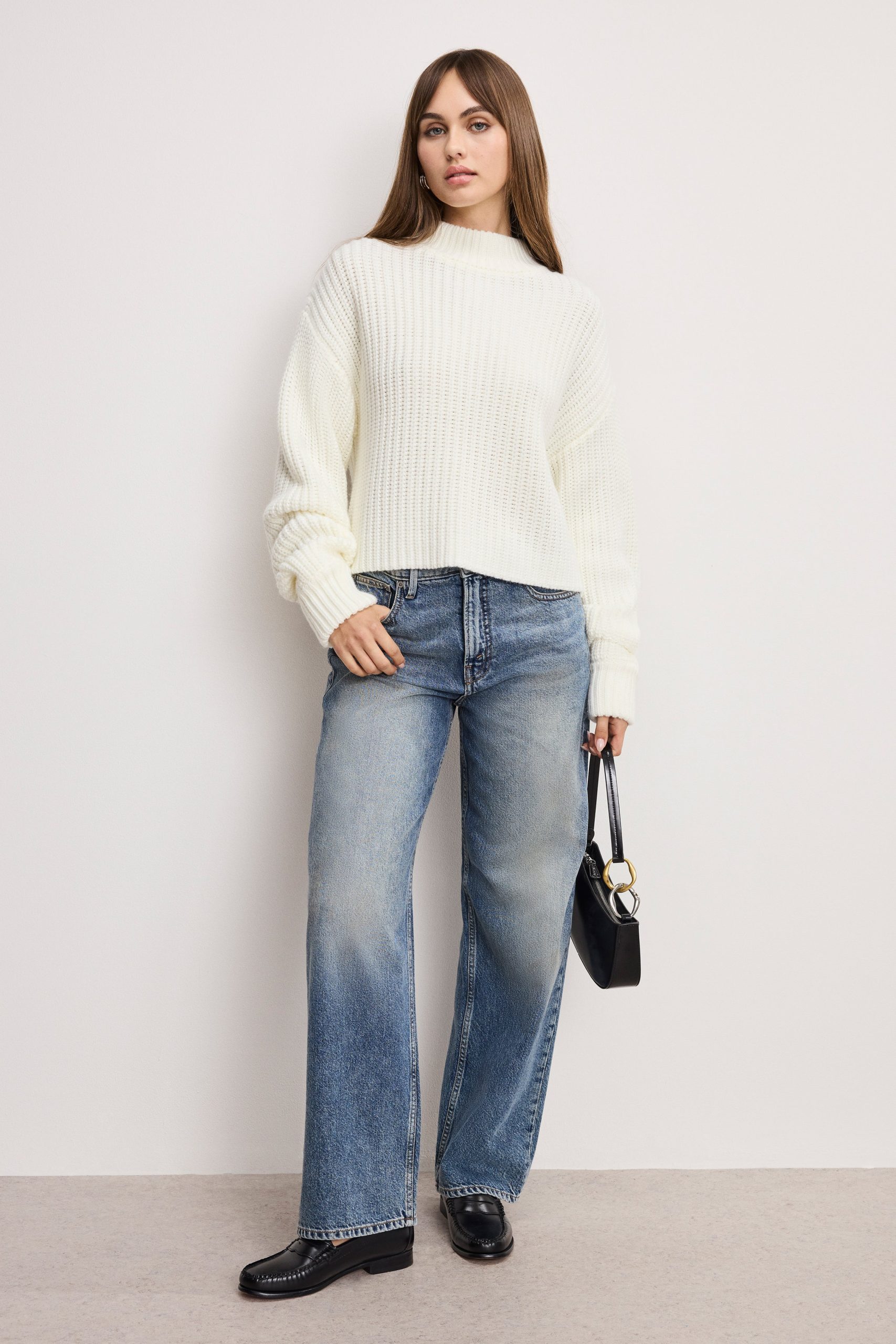 CHUNKY KNIT MOCK NECK SWEATER | IVORY003 IVORY003 / 5XL