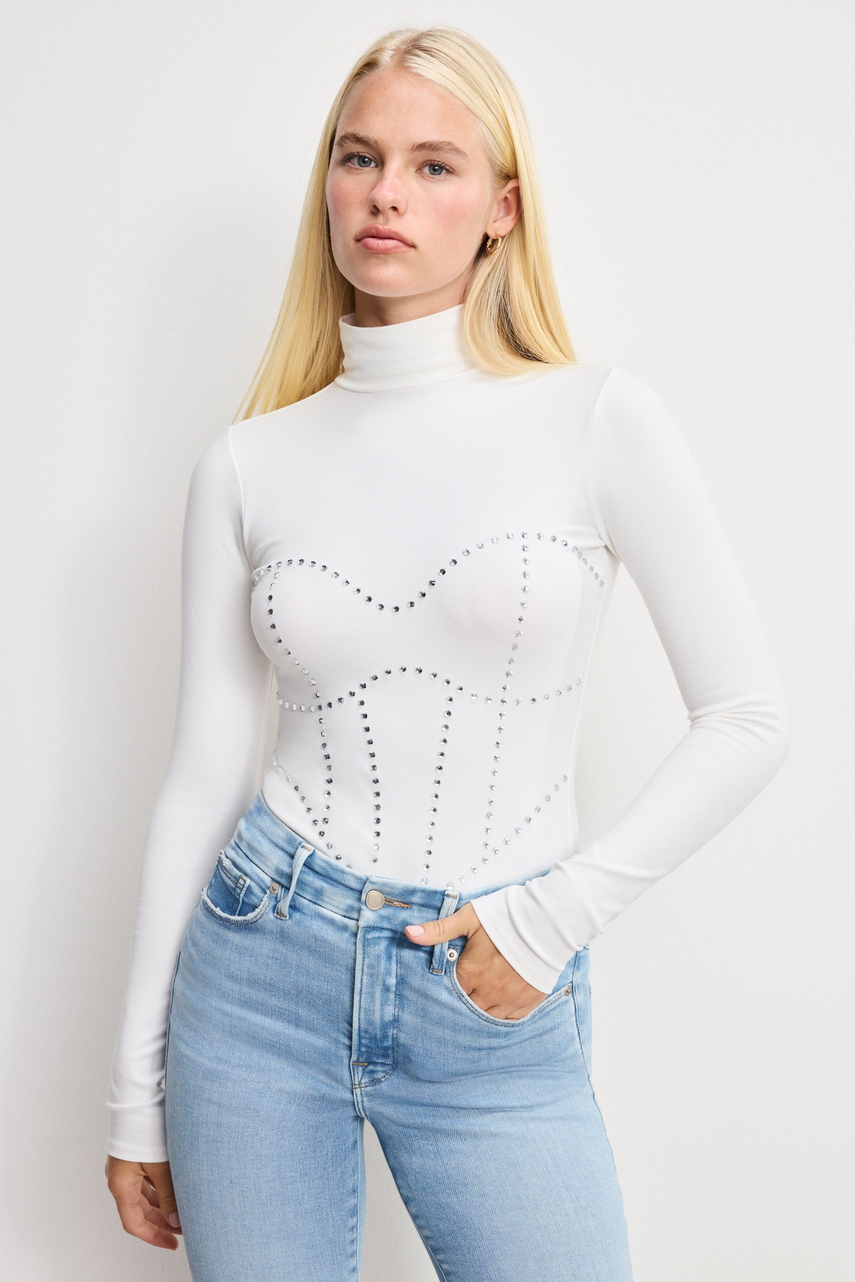 DOLLY CRYSTAL CORSET BODYSUIT | WHITE001 WHITE001 / 5XL