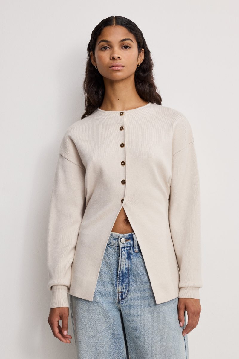 EXAGGERATED SLEEVE CARDIGAN SWEATER