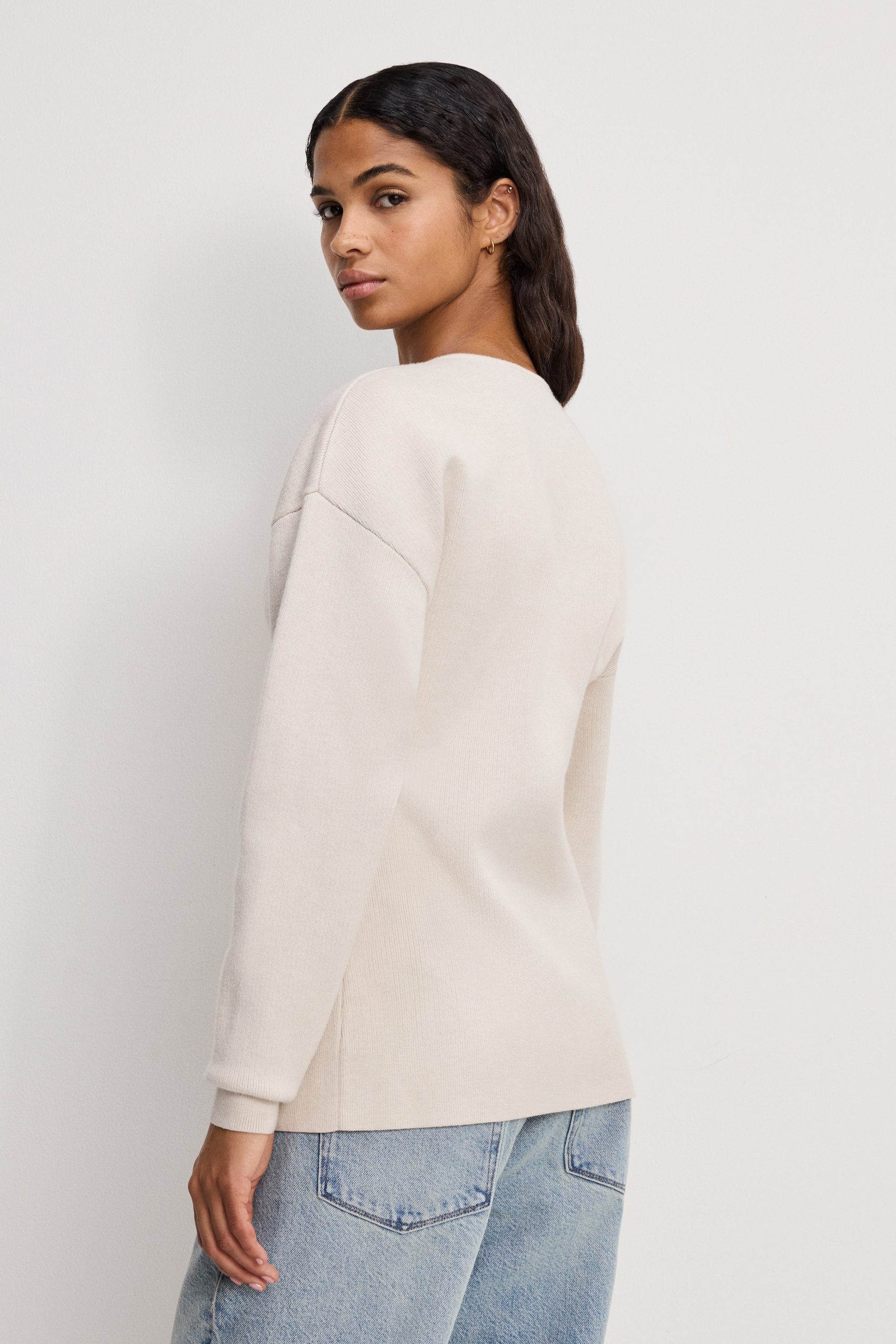 EXAGGERATED SLEEVE CARDIGAN SWEATER | LIGHT TAUPE