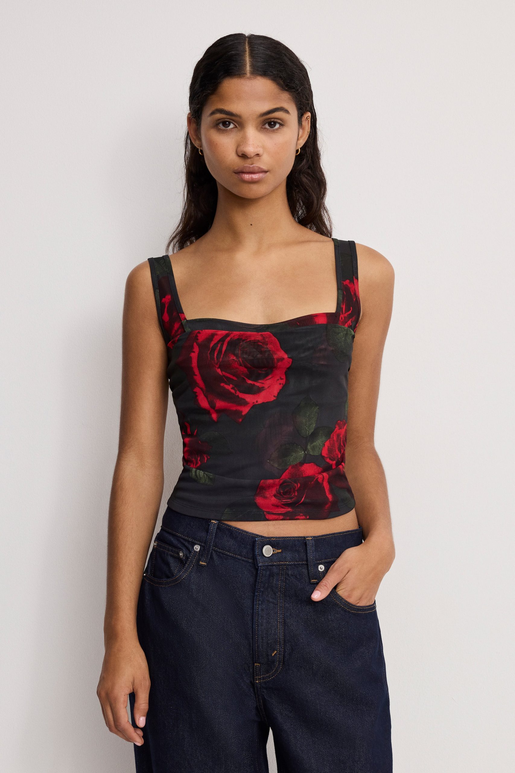 MESH BUSTIER | MOODY RED ROSES001 MOODY RED ROSES001 / 5XL