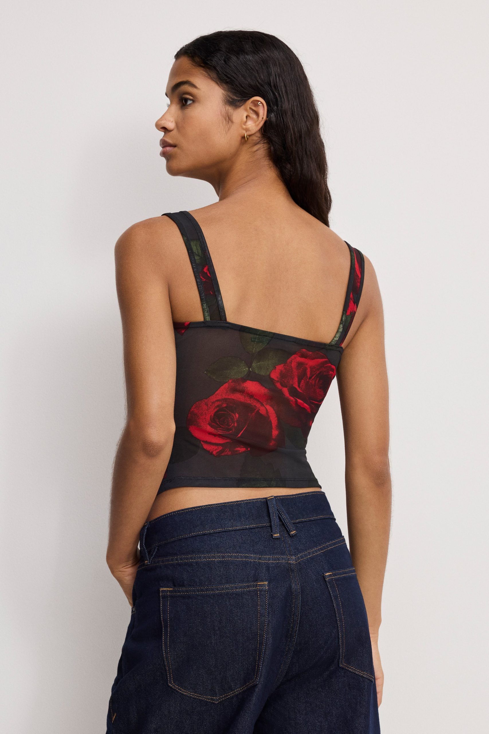 MESH BUSTIER | MOODY RED ROSES001