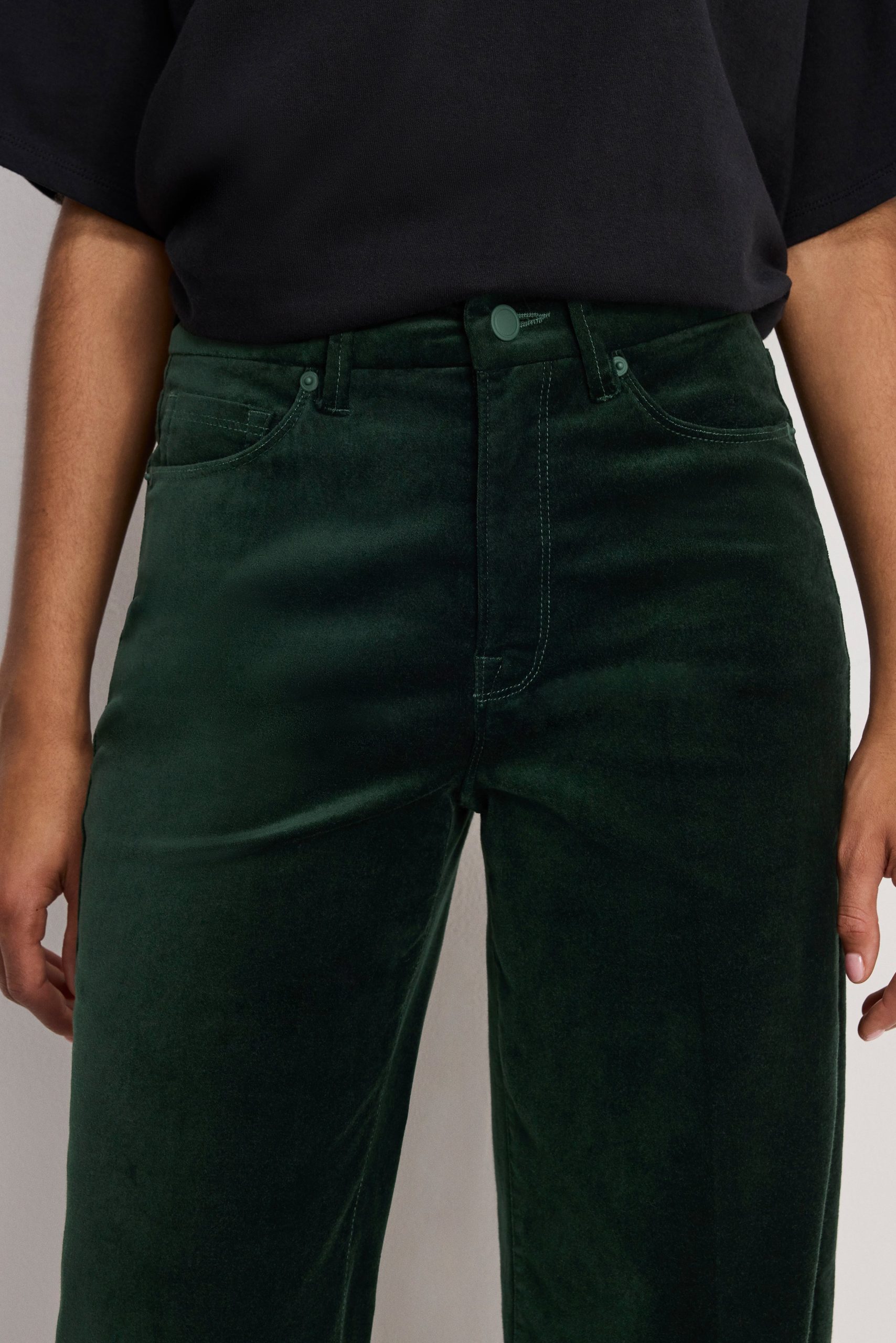 VELVET GOOD WAIST PALAZZO PANTS | PINE GREEN003