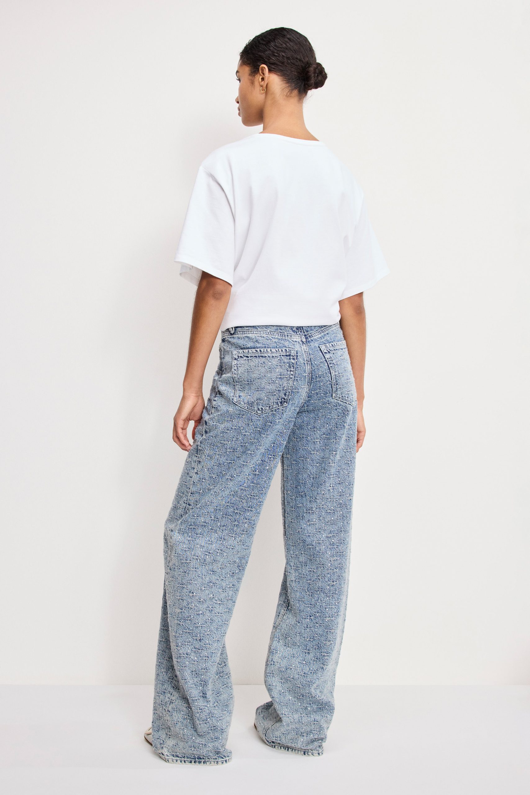 GOOD SKATE WIDE CRYSTAL JEANS | INDIGO1070