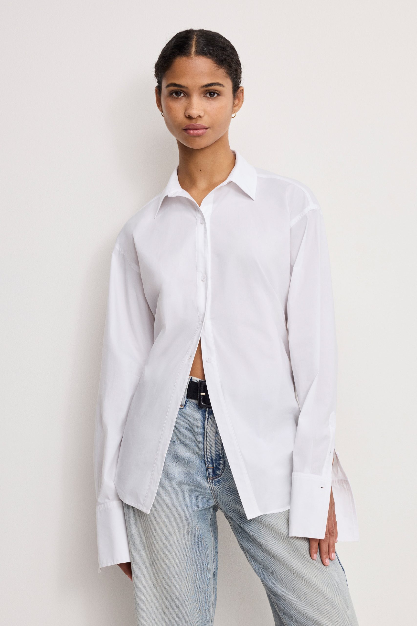 POPLIN TIE BACK SHIRT | WHITE001 WHITE001 / 5XL