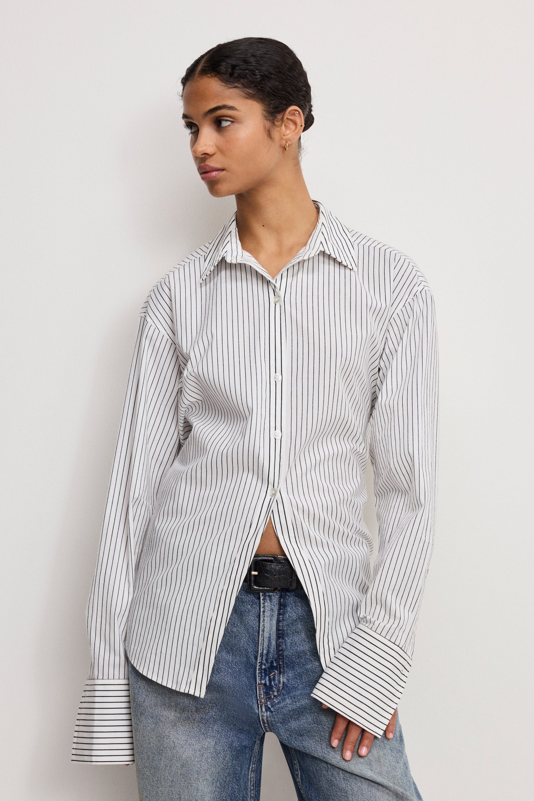POPLIN TIE BACK SHIRT | BCW PINSTRIPE001 BCW PINSTRIPE001 / 5XL
