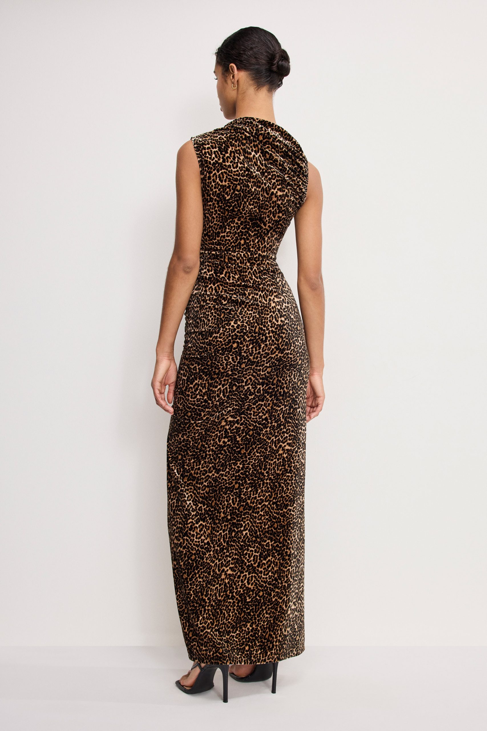 VELVET HIGH NECK MAXI DRESS | MINI LUCKY LEOPARD