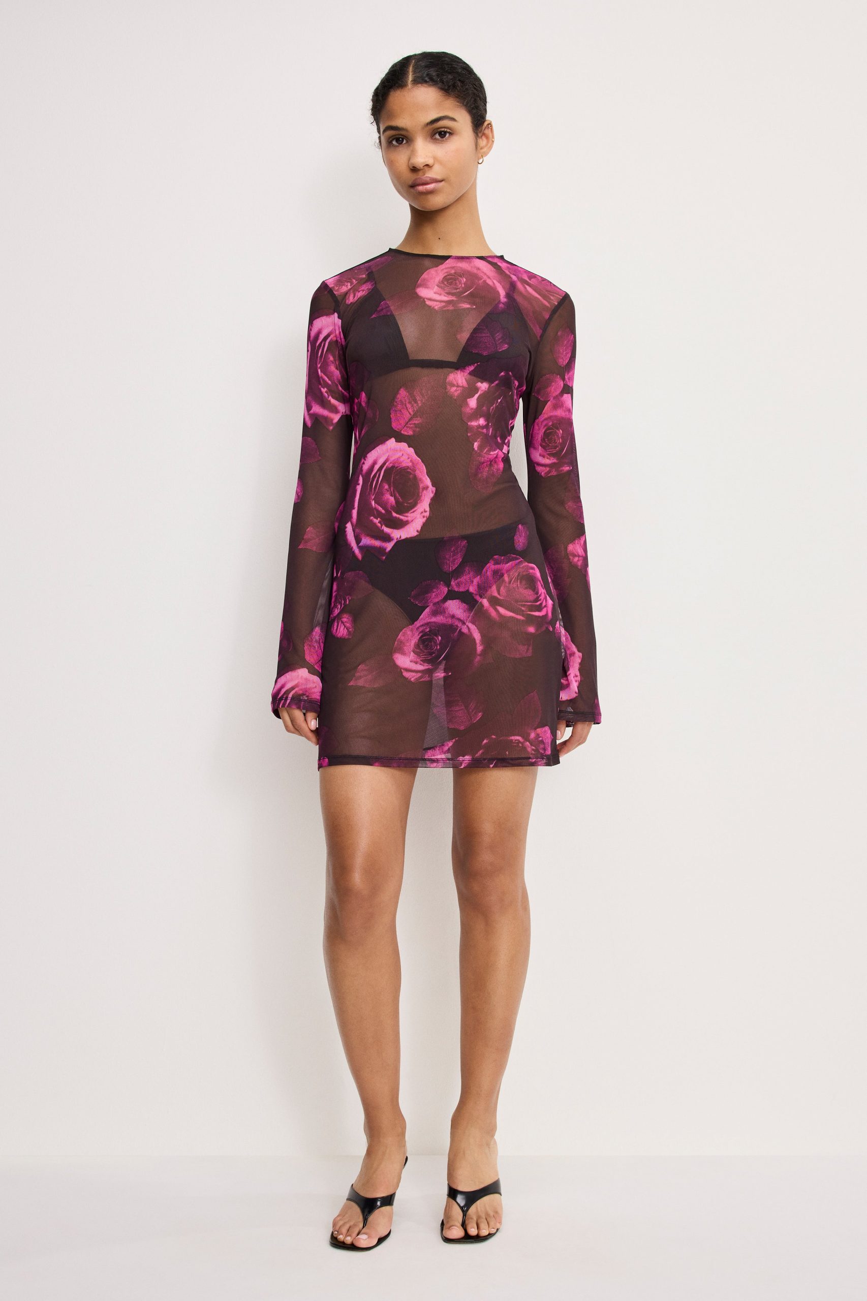 MESH MINI DRESS | DARK SPACED ROSES001 DARK SPACED ROSES001 / 5XL