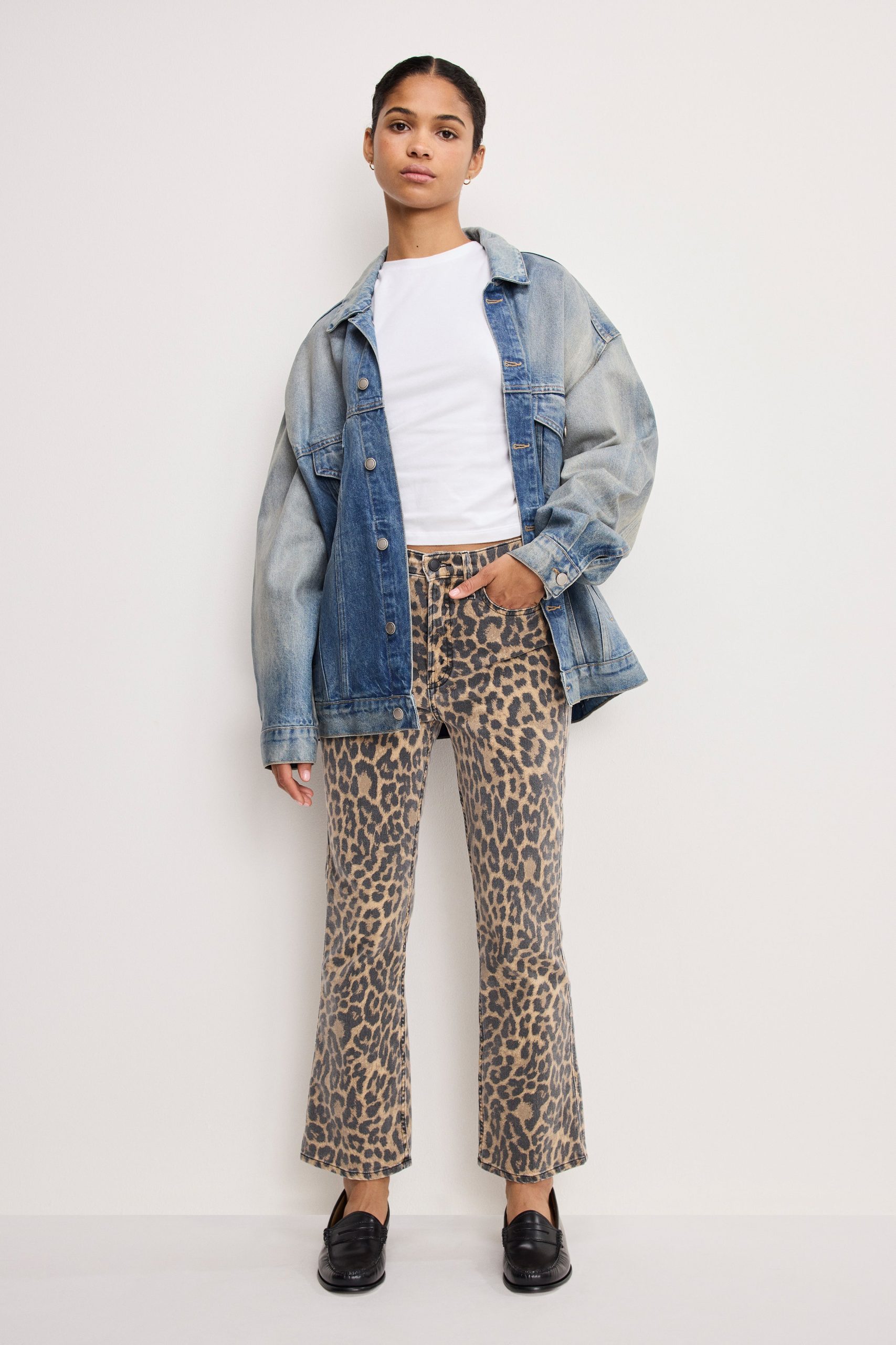 GOOD KICK FLARE LEOPARD JEANS | LUCKY LEOPARD001 LUCKY LEOPARD001 / 32 Plus