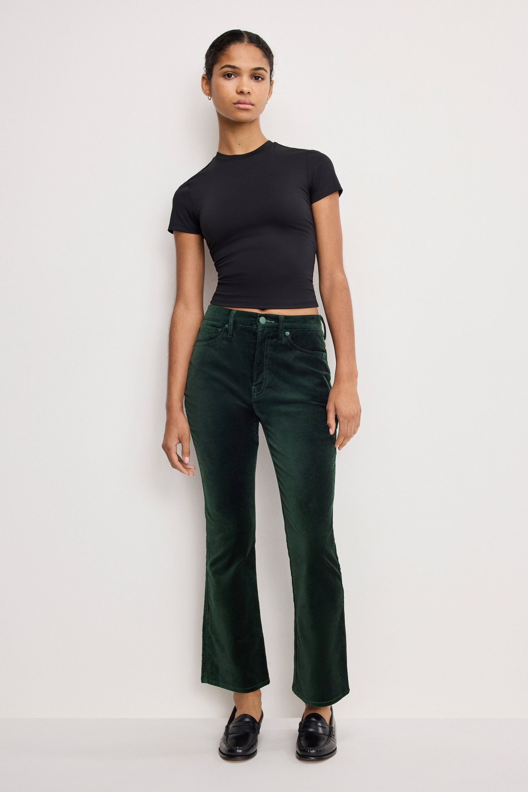 VELVET GOOD HIGH RISE KICK FLARE PANTS | PINE GREEN003 PINE GREEN003 / 32 Plus