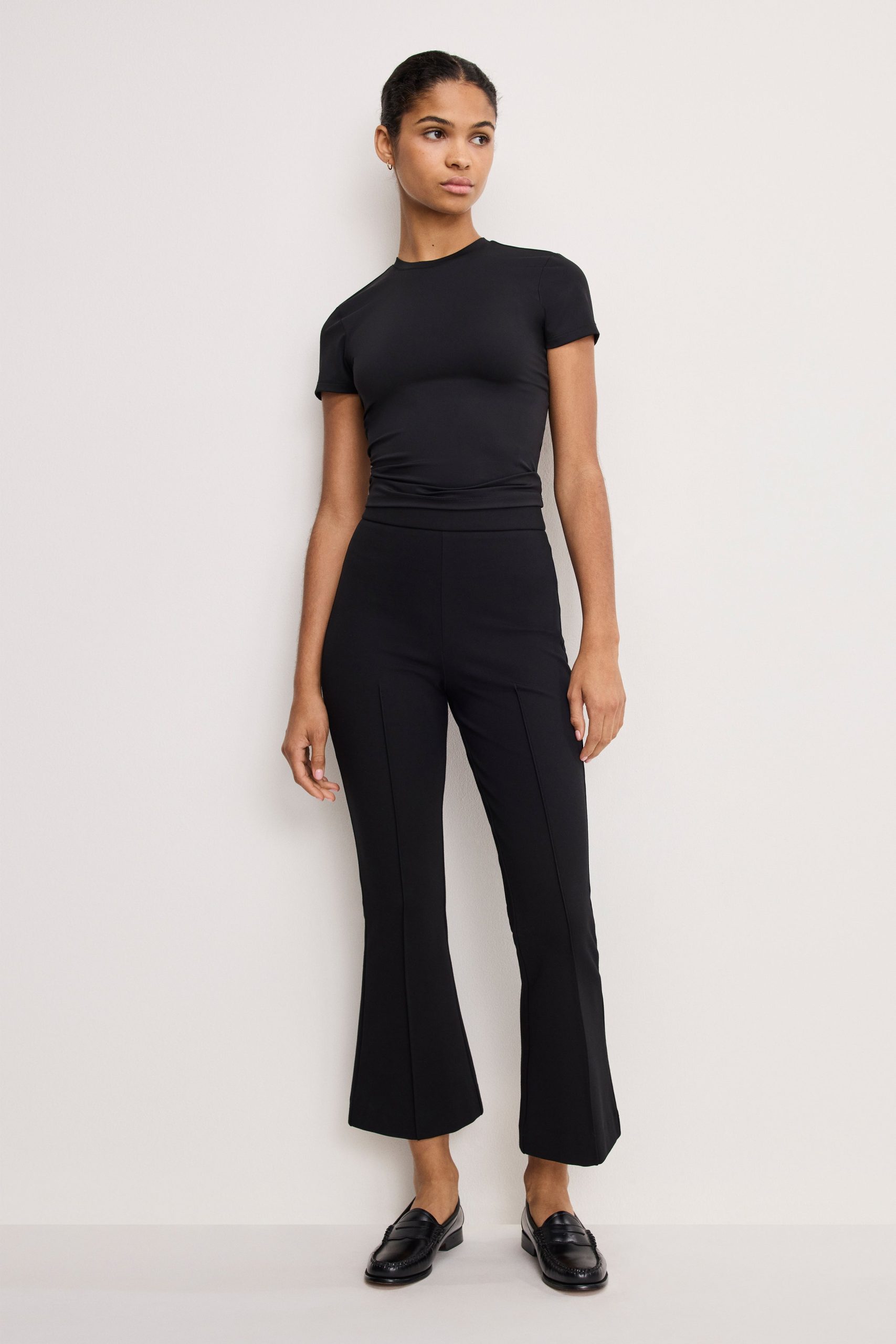 SOFT STRETCH PONTE KICK FLARE PANTS | BLACK001 BLACK001 / 5XL