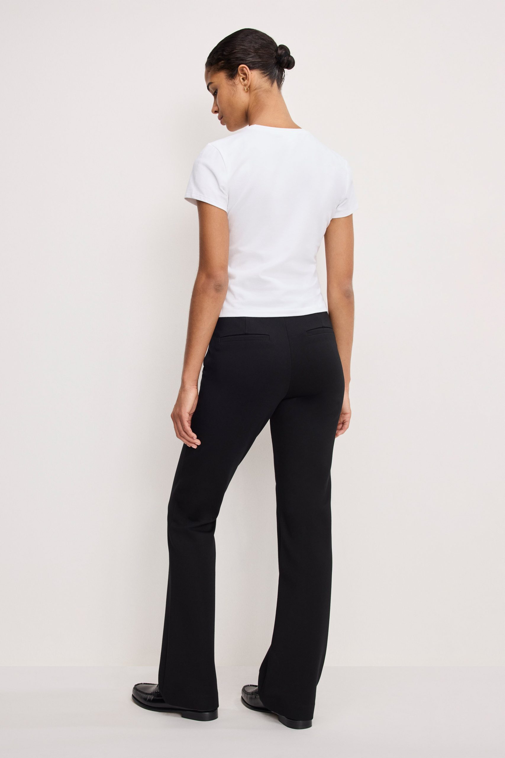 SOFT STRETCH PONTE STRAIGHT TROUSERS | BLACK001