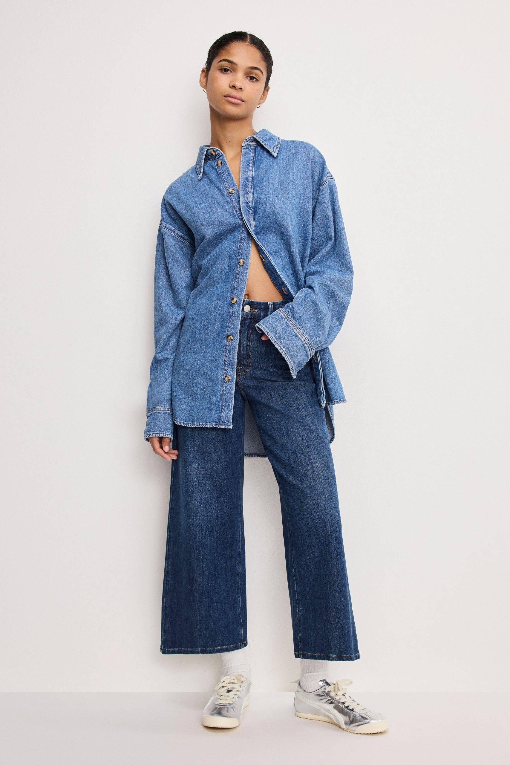 SOFT TECH GOOD WAIST PALAZZO CROPPED JEANS | INDIGO977 INDIGO977 / Regular / 32 Plus