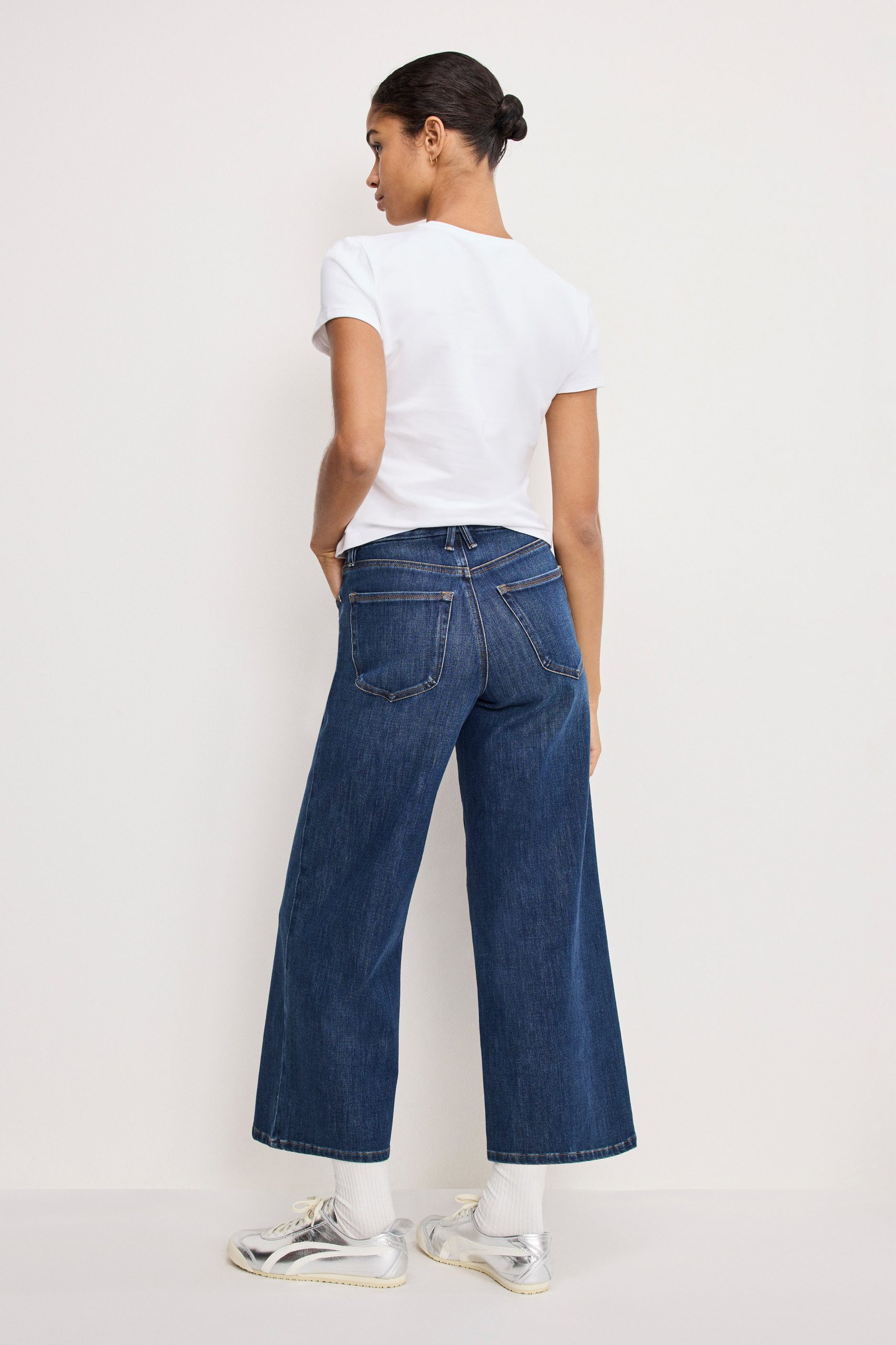 SOFT TECH GOOD WAIST PALAZZO CROPPED JEANS | INDIGO977