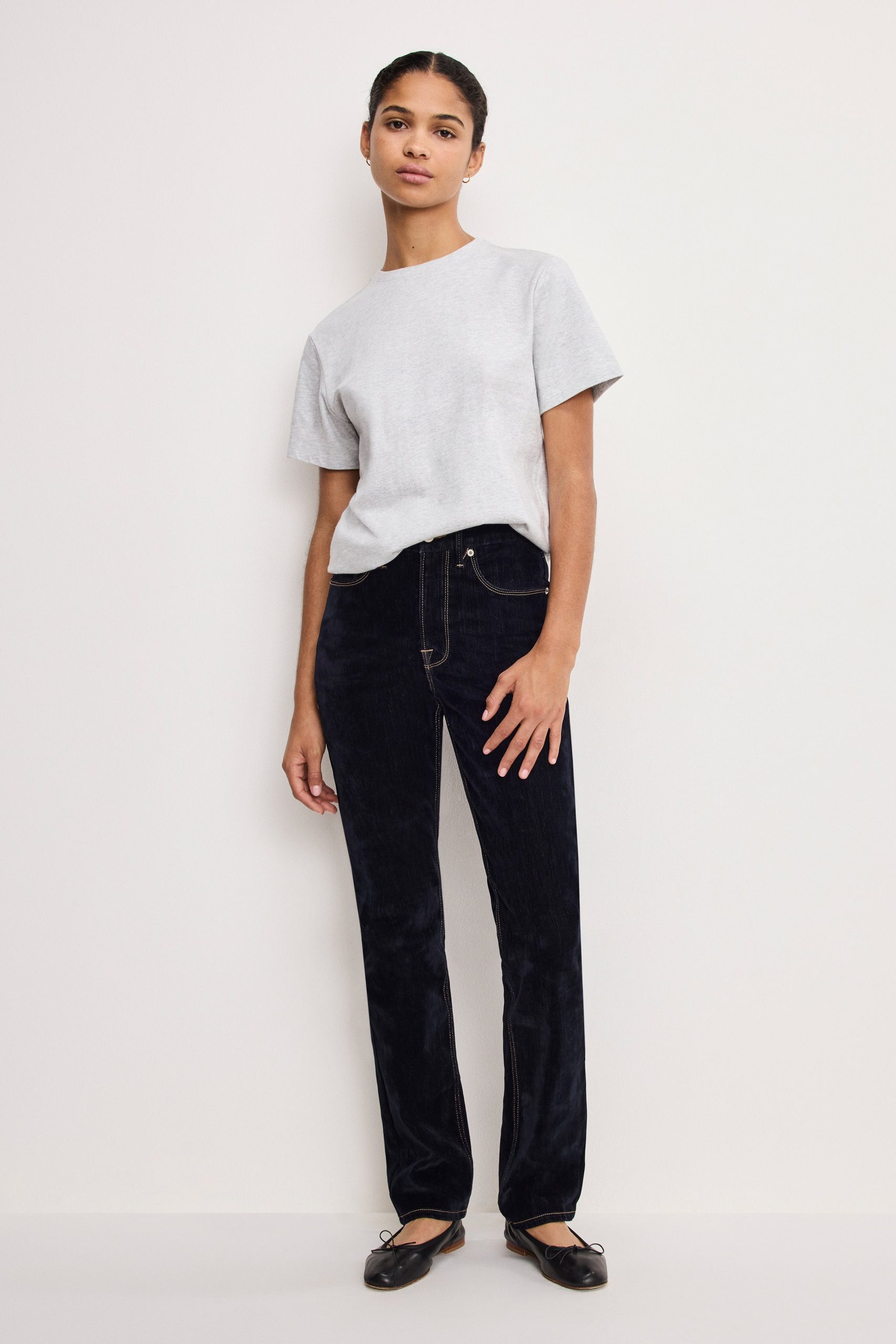 GOOD ICON STRAIGHT FLOCKED DENIM JEANS | INDIGO939 INDIGO939 / 32 Plus