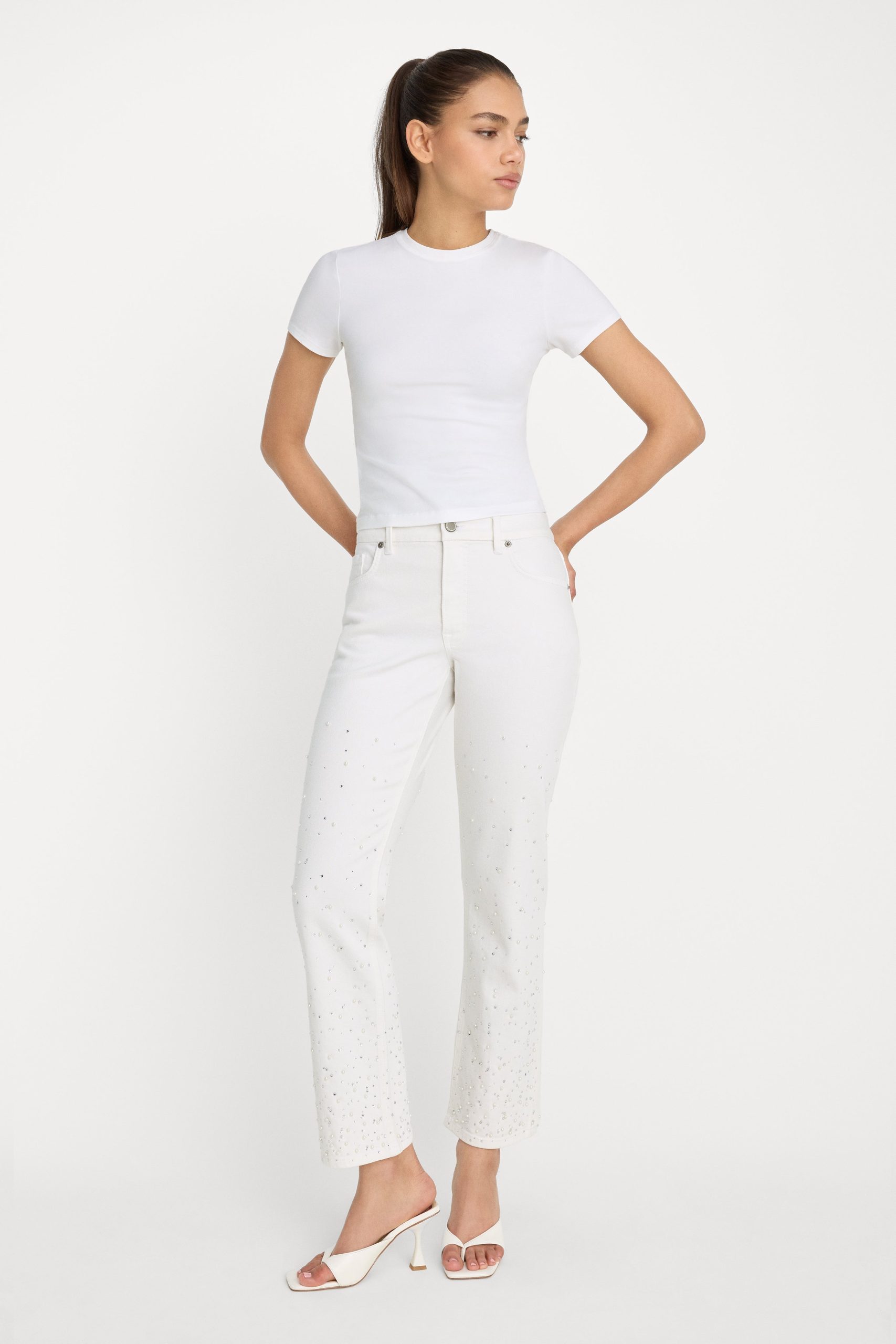 GOOD ICON STRAIGHT ANKLE PEARL JEANS | WHITE001 WHITE001 / 32 Plus