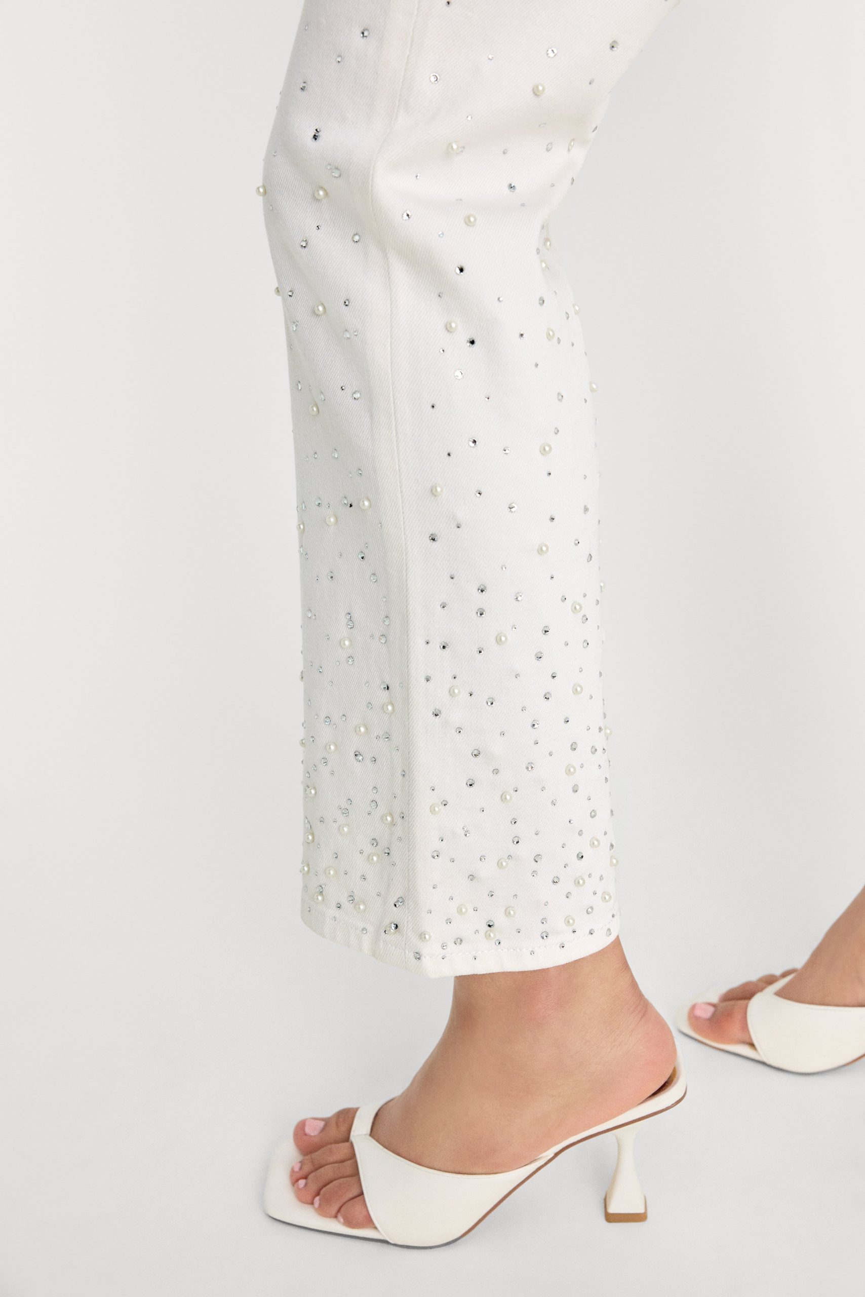 GOOD ICON STRAIGHT ANKLE PEARL JEANS | WHITE001
