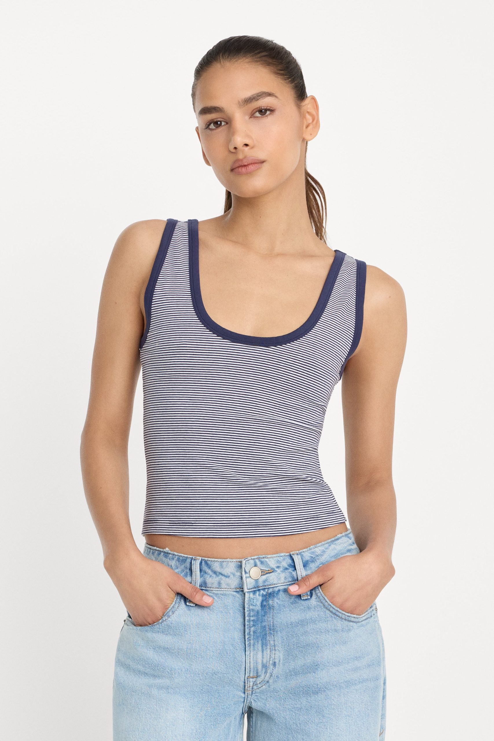 SUPER STRETCH RINGER TANK | HORIZON STRIPE HORIZON STRIPE / 1XL