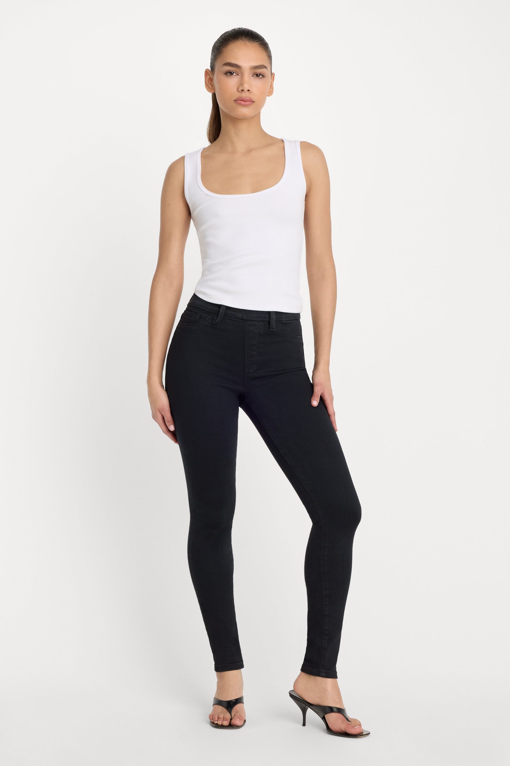 POWER STRETCH PULL-ON SKINNY JEANS | BLACK001 BLACK001 / 5XL