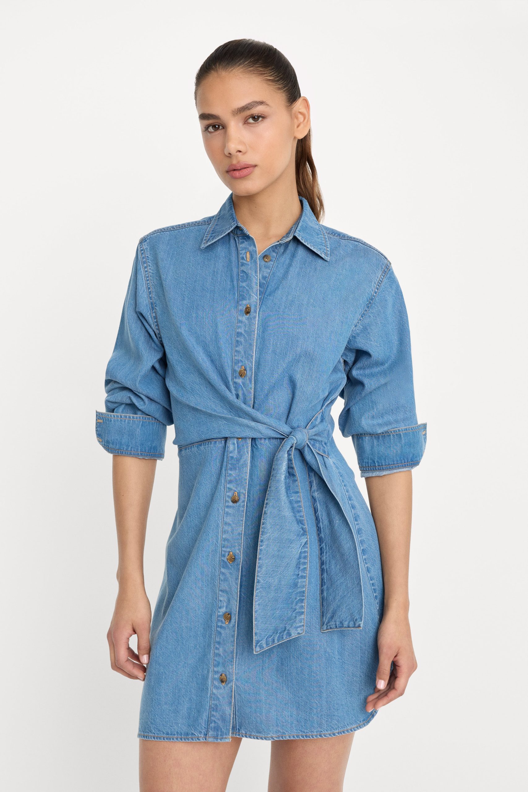 DENIM WRAP SHIRT DRESS | INDIGO266 INDIGO266 / 3XL