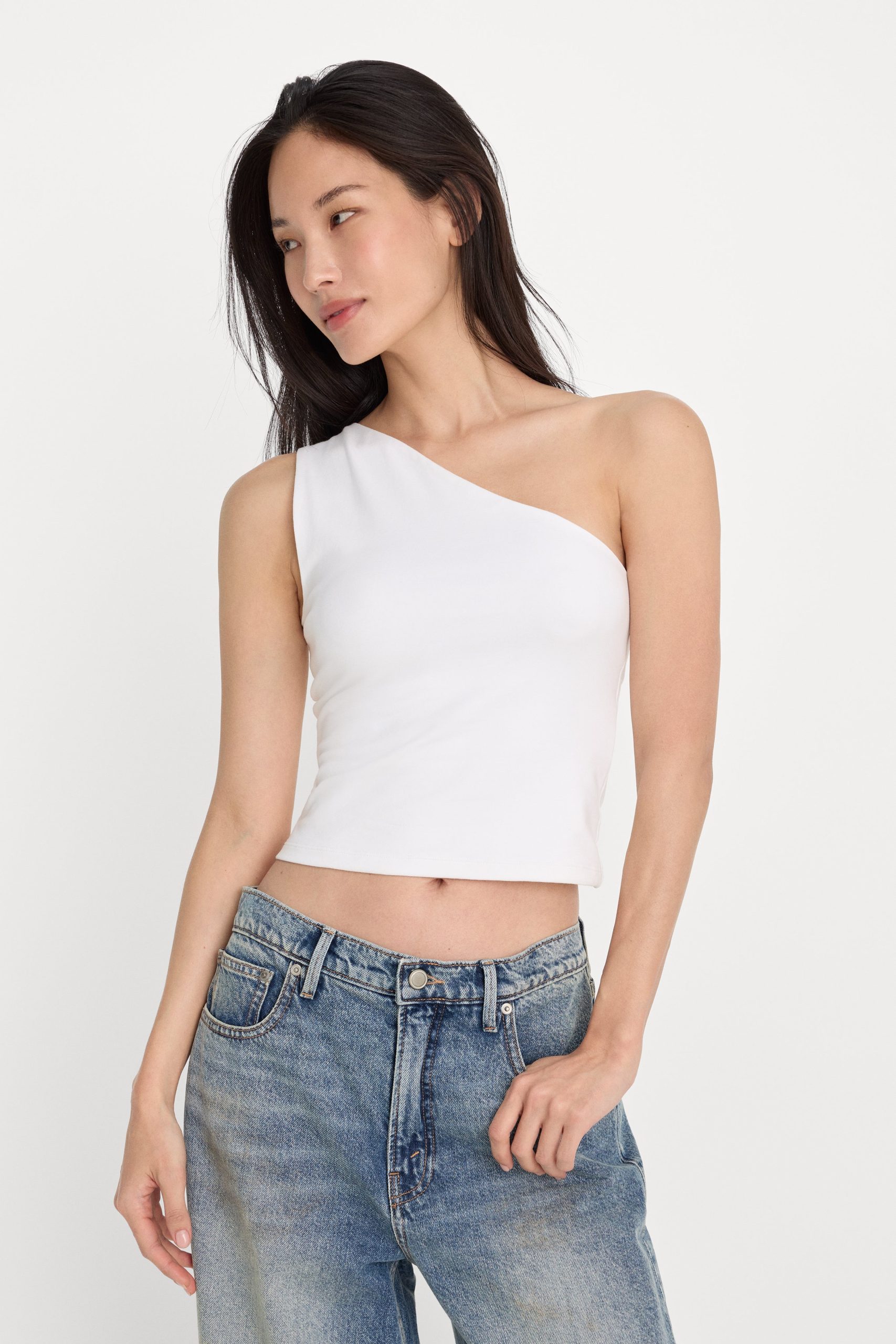 SUPER STRETCH ONE SHOULDER TANK | WHITE001 WHITE001 / 3XL