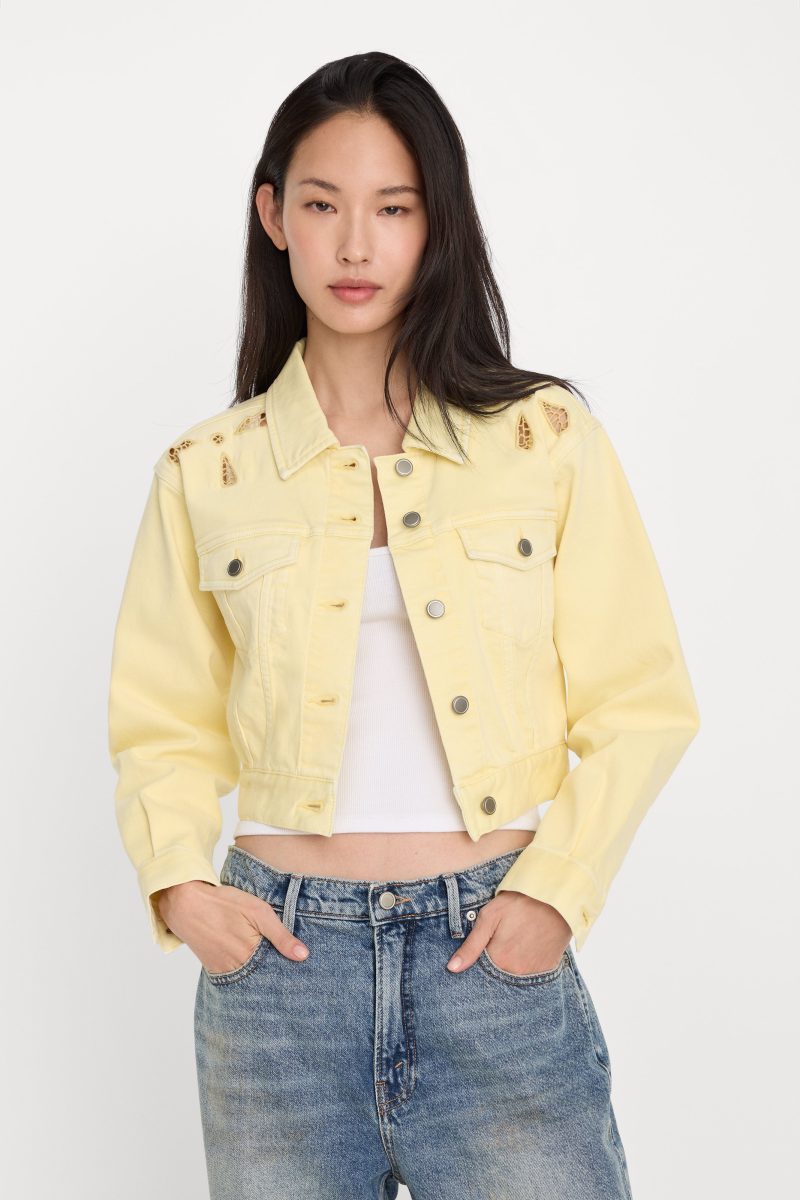 ESSENTIAL CROP DENIM JACKET EMBROIDERED