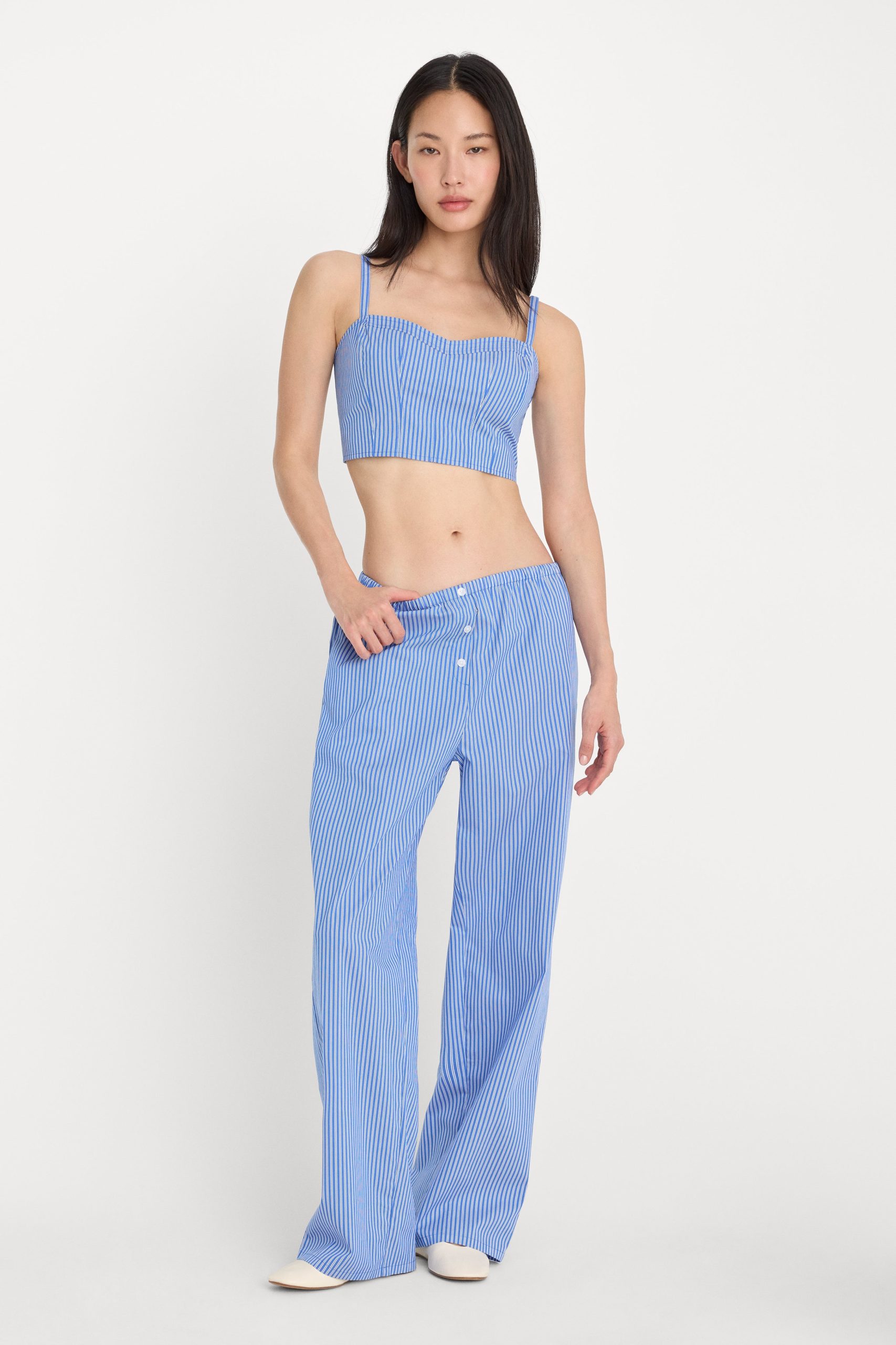 POPLIN PULL ON PANTS | BLUE & WHITE STRIPE BLUE & WHITE STRIPE / 1XL