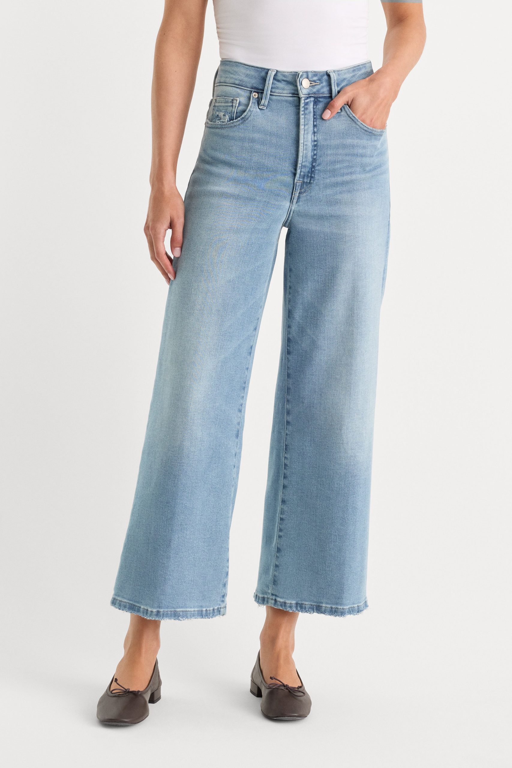 SOFT TECH GOOD WAIST PALAZZO CROPPED JEANS | INDIGO1225