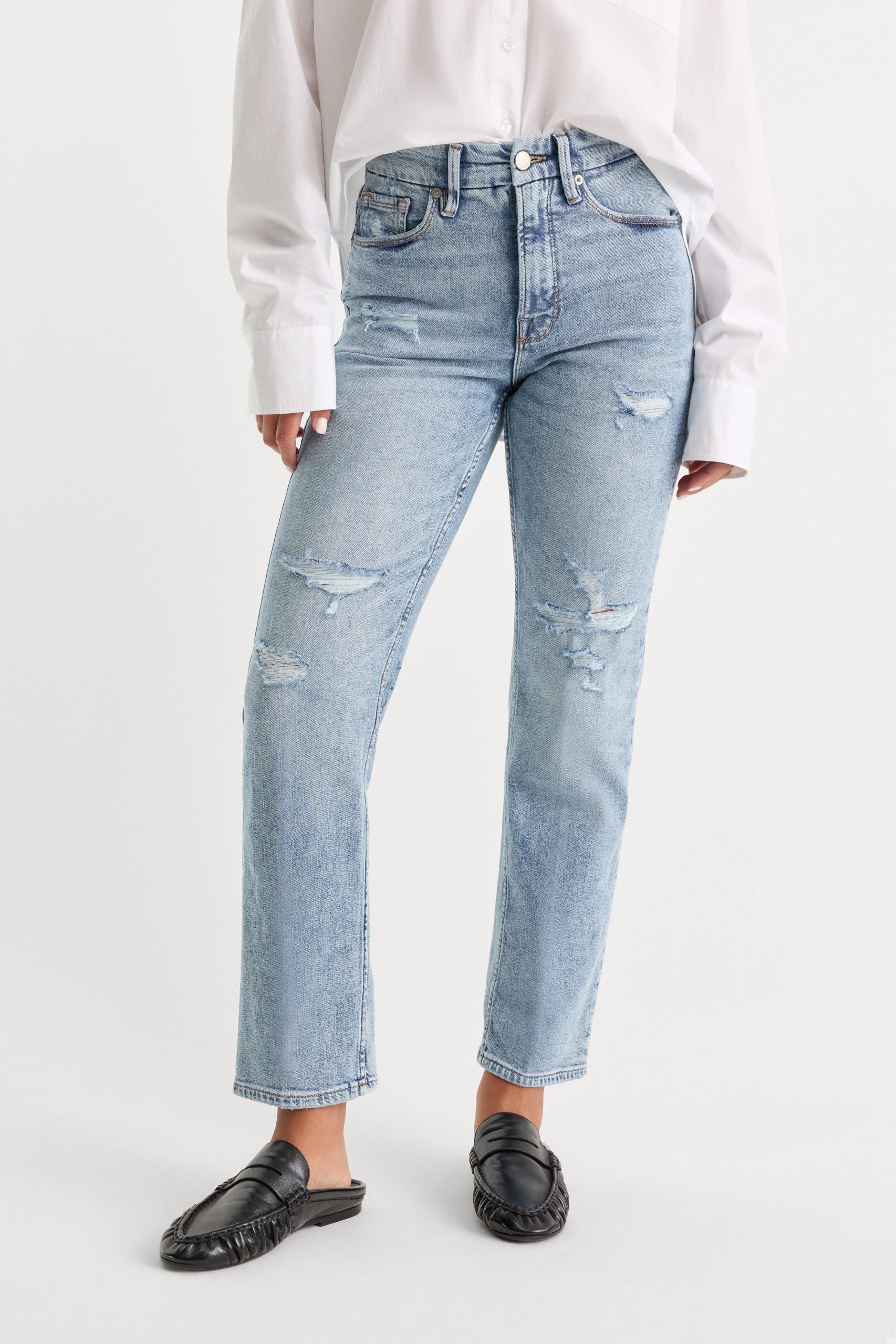 GOOD ICON STRAIGHT ANKLE JEANS | INDIGO1078