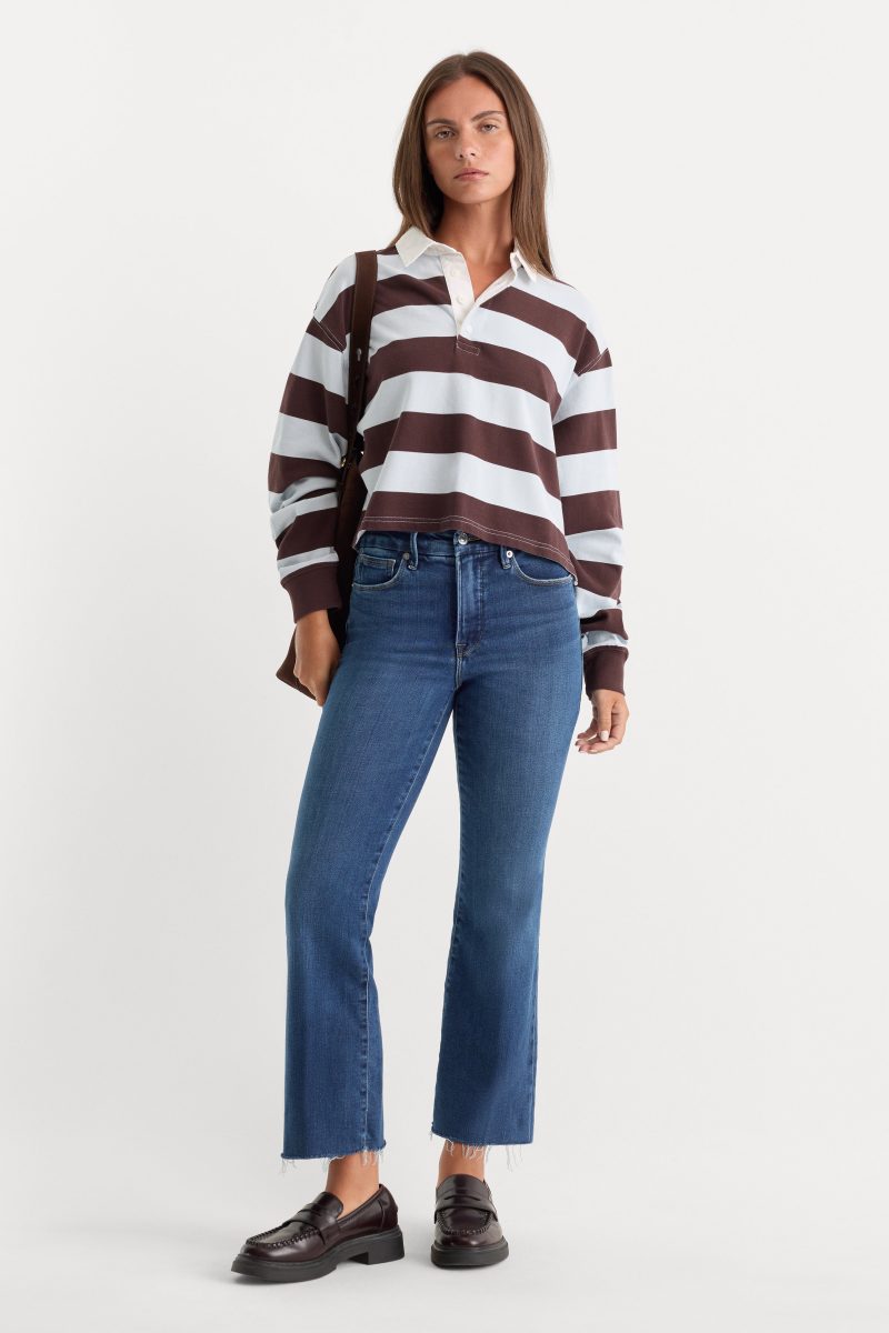 SOFT TECH GOOD LEGS CROPPED MINI BOOT JEANS