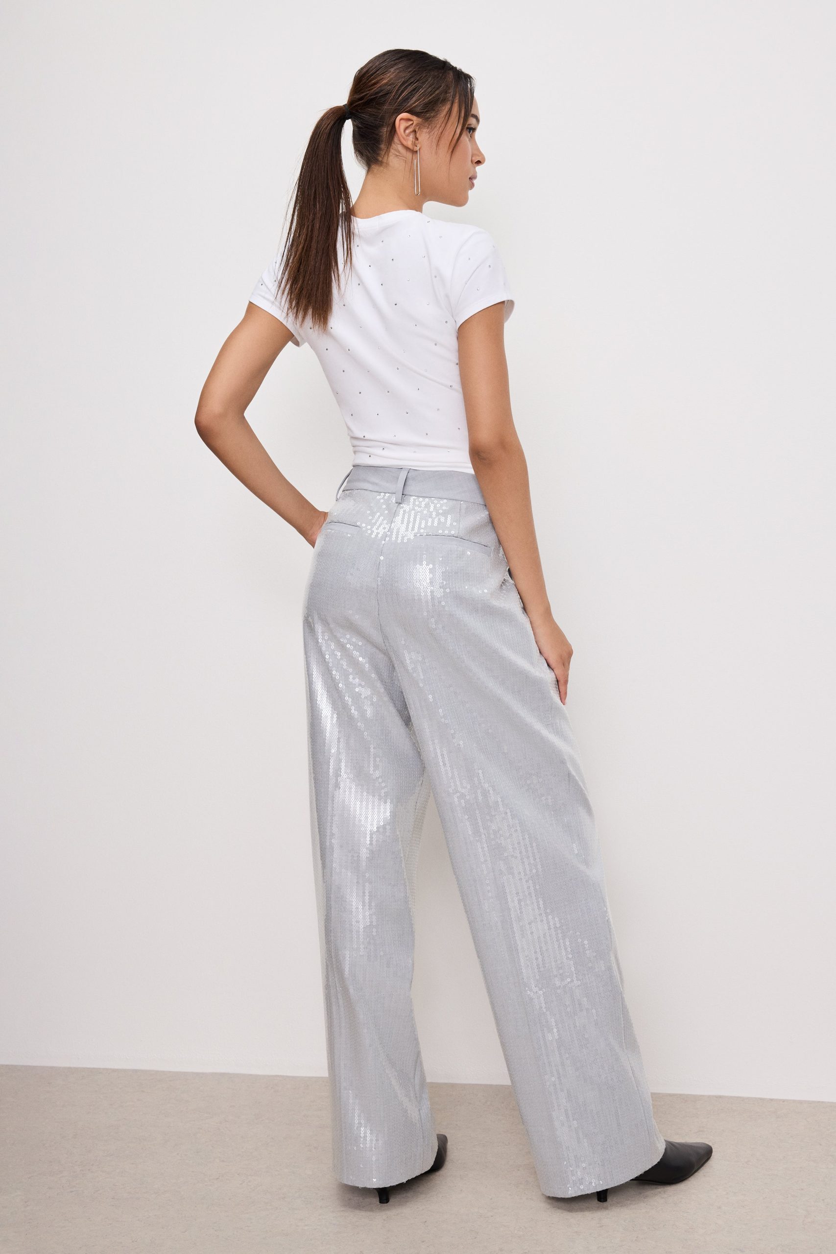 GOOD '90s SEQUIN TROUSERS | HEATHER GREY001