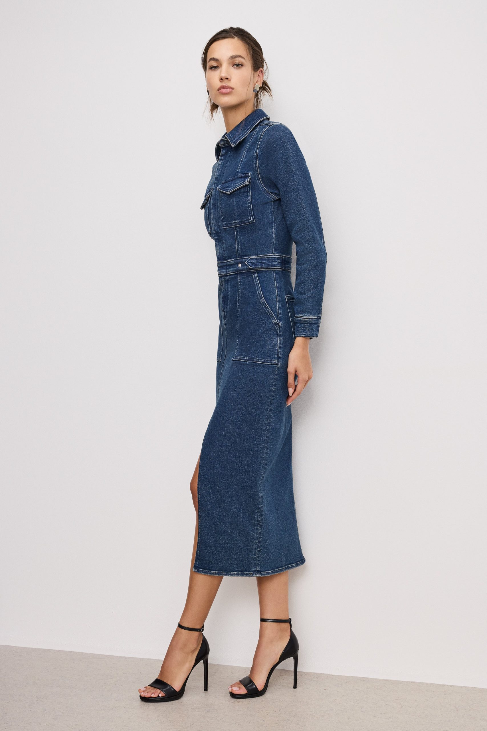 FIT FOR SUCCESS LONG SLEEVE MIDI DRESS | INDIGO724